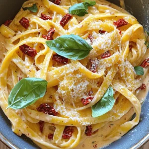 To make this creamy sun-dried tomato pasta, you need a few key items. First, pick your pasta. You can use penne, fettuccine, or spaghetti. Each type brings a unique texture. Next, grab one cup of sun-dried tomatoes in oil. Drain them and chop them finely. You'll also need one cup of heavy cream and one cup of grated Parmesan cheese. These ingredients make the sauce rich and creamy. For flavor, we need some simple seasonings. Mince two garlic cloves to add a nice aroma. Use one teaspoon of dried basil and one teaspoon of dried oregano for a taste boost. Don’t forget salt and freshly ground pepper to make it pop. To make your dish look pretty, add some fresh basil leaves on top. You can also sprinkle extra Parmesan cheese for more flavor. These little touches make the meal feel special. Start by boiling a large pot of salted water. Once the water reaches a rolling boil, add 8 oz of your favorite pasta. Cook it until it is al dente, which usually takes about 8 to 10 minutes. This means it should be firm but not hard. Before you drain the pasta, make sure to reserve about 1/2 cup of that starchy pasta water. This water will help your sauce later. After reserving, drain the pasta and set it aside in a large bowl. Now, take a large skillet and pour in 1 tablespoon of olive oil. Heat it over medium heat. Once the oil is hot, add 2 minced garlic cloves. Sauté the garlic for about 1 minute. You want it to smell nice, but be careful not to burn it. Burnt garlic can make your dish taste bitter. Next, stir in 1 cup of finely chopped sun-dried tomatoes. Cook this mixture for another 2 to 3 minutes. This helps the flavors blend together. Lower the heat to keep things gentle. Now, pour in 1 cup of heavy cream, stirring well to mix. Let this simmer for about 2 to 3 minutes. You want it to thicken a bit. While stirring, add 1 cup of grated Parmesan cheese, along with 1 teaspoon of dried basil and 1 teaspoon of dried oregano. Continue stirring until the cheese melts completely. Finally, season the sauce with salt and freshly ground pepper to your taste. Next, add the drained pasta to your skillet. Toss it gently so that every piece is coated in the creamy sauce. If the sauce feels too thick, you can add some of that reserved pasta water. Add it a little at a time until you find the right consistency. After everything is combined, let the pasta sit for about a minute. This helps the sauce cling to the pasta better. Enjoy your delicious creamy sun-dried tomato pasta! To avoid a burnt garlic taste, be careful with the heat. Always sauté garlic on medium heat. Stir it often and watch closely. It should smell great, not burnt. If it burns, the sauce will taste bitter. For the right sauce thickness, let it simmer gently after adding the cream. Stir often and keep an eye on it. If it gets too thick, add some reserved pasta water. This water adds flavor and helps adjust the sauce. Salting the water is key for tasty pasta. Use a good amount of salt. It should taste like the sea. This adds flavor to the pasta while it cooks. Timing is important for al dente pasta. Follow the package instructions, usually 8-10 minutes. Test a piece a minute or two before the time is up. It should be firm but not hard. Serve this creamy sun-dried tomato pasta with a side salad or garlic bread. These pair well and add freshness to your meal. For plating, use deep bowls for a nice look. Top with fresh basil leaves for color. A sprinkle of Parmesan cheese adds a touch of elegance. Drizzle a little olive oil for extra richness. Enjoy your delicious meal! {{image_4}} You can try different pasta types. Gluten-free options like brown rice or chickpea pasta work well. They have great taste and texture. For a dairy-free choice, use cashew cream instead of heavy cream. It gives a creamy feel without dairy. Adding protein can make your meal heartier. Try grilled chicken or shrimp for a nice twist. You can also add vegetables like spinach or peas. They add color and nutrients to your dish. Cheese can change the taste of your pasta. You can swap Parmesan for feta or mozzarella. Feta gives a tangy flavor, while mozzarella makes it milder. Experiment with these cheeses to find your favorite blend. To store leftovers, let the pasta cool down first. Place it in an airtight container. This keeps the flavors fresh. Make sure to eat it within three days for the best taste. Use glass or BPA-free plastic containers. These work best for creamy pasta. They seal well and prevent spills. The best way to reheat pasta is on the stove. Use a non-stick skillet over low heat. Add a splash of water or extra cream. This helps the sauce stay creamy. Stir often to heat evenly. You can also use the microwave. Place the pasta in a bowl and cover it. Heat in short bursts, stirring in between. This method works, but it may dry out the pasta. Yes, you can freeze creamy sun-dried tomato pasta. However, the texture may change when thawed. The cream can separate a bit. To freeze, let the pasta cool completely. Then, use freezer-safe containers or bags. Remove as much air as possible before sealing. When ready to eat, thaw it overnight in the fridge. Reheat it gently on the stove, adding a bit of cream or water to restore creaminess. Yes, you can easily make this recipe vegan. Here are some substitutions: - Replace heavy cream with coconut cream or cashew cream. - Use nutritional yeast instead of Parmesan cheese for a cheesy flavor. - Make sure the sun-dried tomatoes are packed in oil with no animal products. These changes will keep the dish rich and flavorful without dairy. To add some heat, you can try these tips: - Add red pepper flakes to the sauce while it simmers. - Mix in diced jalapeños or fresh chili peppers when sautéing garlic. - Use a spicy olive oil when cooking the garlic and tomatoes. These options will give your creamy sun-dried tomato pasta a nice kick. If the sauce feels too thick, here’s how to fix it: - Gradually add the reserved pasta water, mixing until it reaches the right consistency. - If you don’t have pasta water, use vegetable broth as a substitute. - Stir well to ensure the sauce blends smoothly with the pasta. These steps will help your sauce become creamy and perfect for coating your pasta. This blog post shared a tasty creamy sun-dried tomato pasta recipe. I covered key ingredients and seasonings, plus step-by-step cooking steps. You learned tips to perfect your sauce and make variations. Finally, we discussed storage and reheating options. I hope you feel ready to make this dish your own. With a few simple tweaks, you can enjoy different flavors and styles. Dive in and have fun cooking!