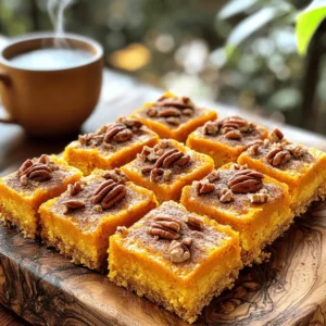 - 2 cups all-purpose flour - 1 ½ teaspoons baking powder - 1 teaspoon baking soda - 1 teaspoon ground cinnamon - ½ teaspoon ground nutmeg - ½ teaspoon ground ginger - ¼ teaspoon ground cloves - ½ teaspoon salt - 1 cup granulated sugar - ½ cup unsalted butter, softened - 2 large eggs - 1 cup canned pumpkin puree - 1 teaspoon pure vanilla extract - ½ cup buttermilk - ½ cup packed brown sugar - 1 tablespoon ground cinnamon - 2 tablespoons all-purpose flour - ½ cup chopped pecans or walnuts - 2 tablespoons granulated sugar - 1 teaspoon ground cinnamon Each ingredient plays a key role in making this coffee cake special. The flour gives the cake its structure. Baking powder and baking soda help it rise. The spices bring warmth and comfort. The sugar adds sweetness to balance the pumpkin's earthiness. For the topping, the nuts give a nice crunch. They also add a rich flavor that complements the spices. You can use either pecans or walnuts, depending on your taste. Using canned pumpkin puree saves time and ensures a smooth texture. Vanilla extract enhances the cake's flavor, while buttermilk keeps it moist. Gather these ingredients to enjoy a cozy bake that fills your home with delightful aromas. Preheat your oven to 350°F (175°C). Grease and lightly flour a 9x13 inch baking pan. This step helps prevent the cake from sticking. In a medium bowl, whisk together the flour, baking powder, baking soda, spices, and salt. Make sure they are well mixed. This blend adds flavor to your cake. In a large bowl, beat the softened butter and granulated sugar until light and fluffy. This process takes about 2 to 3 minutes. A good cream makes the cake airy. Add the eggs one by one, mixing well after each addition. Then, mix in the pumpkin puree and vanilla extract until smooth. These ingredients keep the cake moist and tasty. Gradually add the dry mixture to the pumpkin mix. Alternate with the buttermilk until just combined. Avoid overmixing as this keeps the cake nice and soft. In a small bowl, mix the brown sugar, ground cinnamon, and flour for the swirl. Pour half of the batter into your baking pan. Sprinkle the cinnamon mixture over this layer, then add the rest of the batter on top. In another bowl, combine the chopped nuts, granulated sugar, and ground cinnamon. Sprinkle this mixture over the entire surface of the cake batter. This adds a crunchy texture. Place the pan in your preheated oven and bake for 25-30 minutes. Check doneness with a toothpick. If it comes out clean, your cake is ready. Let your pumpkin spice coffee cake cool in the pan for about 10 minutes. Then, carefully transfer it to a wire rack. This step helps the cake set and makes slicing easier. To keep your pumpkin spice coffee cake moist, use room temperature ingredients. Start with softened butter and eggs. This helps them mix well. Be careful not to overmix the batter. Mix until just combined for a light texture. Adding canned pumpkin puree also keeps the cake moist. If you notice your cake is getting dry, try adding a splash of buttermilk. This adds moisture and flavor. To achieve a beautiful swirl, make sure your cinnamon mix is even. Sprinkle it on the first layer of batter. Then, pour the second half of the batter on top. Use a knife or a skewer to gently swirl it through the batter. Don’t overdo the swirling. You want to see the layers, not mix them fully. This keeps the cake looking pretty and adds flavor in every bite. This coffee cake pairs well with warm drinks like coffee or tea. For a fun twist, serve it with a spiced chai latte. You can also enjoy it with a scoop of vanilla ice cream for dessert. If you want to add a touch of sweetness, dust the top with powdered sugar before serving. It looks lovely and adds a sweet finish to this cozy treat. {{image_4}} You can make this pumpkin spice coffee cake without nuts easily. Simply skip the nuts in the topping. Instead, add a sprinkle of oats or breadcrumbs. This will give your cake a nice texture without the nuts. You can also add some seeds, like pumpkin or sunflower seeds, for a fun crunch. If you want to change the flavor, try different spices. You could use cardamom for a sweet touch. Allspice can bring warmth, too. For a spicier kick, use a bit more ginger or add black pepper. These variations can make the cake unique while still keeping that cozy pumpkin flavor. To add a special touch, think about a glaze or topping. A simple glaze of powdered sugar mixed with a bit of milk can brighten the cake. You could also use maple syrup for a sweet, rich flavor. If you want a fruity twist, try a lemon glaze. Each option adds a new layer of taste to your coffee cake. To keep your pumpkin spice coffee cake fresh, store it in an airtight container. This will help it stay moist. If you don't have a container, wrap it tightly in plastic wrap. Place it in a cool, dry area. Avoid direct sunlight to keep the flavor strong. Freezing is a great way to save your coffee cake. First, let it cool completely. Then, cut it into slices. Wrap each slice in plastic wrap. After that, place the slices in a freezer bag. This way, you can take out just what you need. To thaw, leave the slices on the counter for about an hour. You can also microwave them for a few seconds. At room temperature, your cake will stay fresh for about three days. If you keep it in the fridge, it can last up to a week. Just remember to keep it sealed well. The longer it sits, the more it may lose its soft texture. Enjoy it while it's still tasty! You can use regular milk with vinegar or lemon juice. To make this, add 1 tablespoon of vinegar or lemon juice to a cup of milk. Let it sit for about 5 minutes. This makes a great buttermilk substitute. You can also use plain yogurt or sour cream. Thin it with some water to reach the right consistency. Yes, you can! Use gluten-free all-purpose flour. Make sure it has a binding agent, like xanthan gum, if your blend doesn’t already include it. This helps give your cake the right texture. Also, check that your other ingredients are gluten-free. Look for a few signs. First, check if the edges pull away from the pan. Insert a toothpick in the center. If it comes out clean or with a few crumbs, your cake is ready. The top should look golden brown and spring back when lightly touched. You can add frosting, but it might not be needed. The spices and flavors shine on their own. If you want to add frosting, a light cream cheese frosting could work well. Just keep it simple to let the pumpkin spice flavor come through. This coffee cake recipe mixes basic and flavorful ingredients to create a delicious treat. You learned about the main ingredients, the steps to bake, and some tips for success. Remember to experiment with variations if you want to change it up. Proper storage keeps your cake fresh and tasty. Enjoy making this cake with family or friends, and savor each bite. Baking can create sweet memories that last. Dive into this fun kitchen adventure!