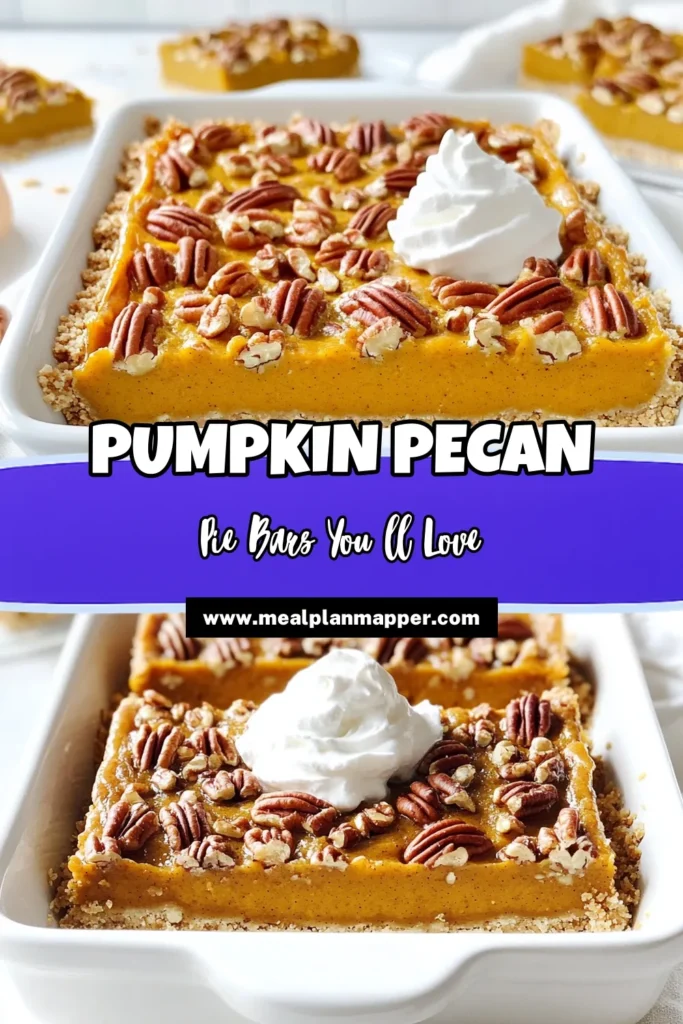 Indulge in the perfect fall treat with these Pumpkin Pecan Pie Bars! Easy to make and bursting with flavor, these delicious bars combine a flaky oat crust with creamy pumpkin filling and crunchy pecans. Ideal for gatherings or a cozy night in, this recipe is sure to impress. Click through to explore the full recipe and elevate your dessert game today! #PumpkinPecanPie #FallDesserts #BakingInspiration #YummyTreats