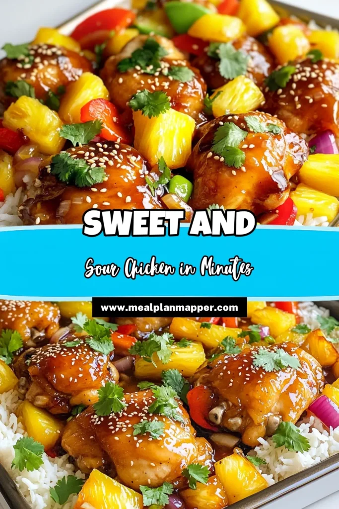 Savor the vibrant flavors of Tropical Sheet-Pan Sweet and Sour Chicken with this easy recipe! Perfect for busy weeknights, this dish combines tender chicken, juicy pineapple, and colorful veggies, all roasted to perfection on one pan. Enjoy a delicious meal that's ready in just 45 minutes. Get ready to impress your family with this tropical delight! Click to discover the full recipe now! #SheetPanDinner #SweetAndSourChicken #TropicalFlavors #EasyCooking