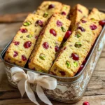 - 1 ¾ cups all-purpose flour - 1 teaspoon baking powder - ¼ teaspoon salt - ½ cup unsalted butter, softened - ¾ cup granulated sugar - 2 large eggs - 1 teaspoon pure vanilla extract - ½ cup dried cranberries, chopped - ½ cup unsalted pistachios, chopped - Zest of 1 medium orange When making cranberry pistachio biscotti, you need simple but tasty ingredients. Each one plays a role in creating that crunchy treat you love. First, all-purpose flour forms the base. It gives the biscotti structure. Baking powder helps it rise, while salt brings out flavor. Unsalted butter adds richness and moisture, making the biscotti tender. Granulated sugar sweetens the dough. The two large eggs bind all the ingredients together. Pure vanilla extract adds a lovely aroma that makes each bite more enjoyable. Chopped dried cranberries provide tartness. They balance well with the sweet dough. Chopped pistachios add a nice crunch and a bright green color. Finally, the zest of one orange gives a hint of citrus that brightens the taste. These ingredients make the biscotti special. You can mix and match, but this combination creates a classic treat. - Preheat your oven to 350°F (175°C). - Line a large baking sheet with parchment paper. - In a medium bowl, whisk together: - 1 ¾ cups all-purpose flour - 1 teaspoon baking powder - ¼ teaspoon salt - In a large bowl, cream together: - ½ cup unsalted butter, softened - ¾ cup granulated sugar - Mix until light and fluffy, about 3-4 minutes. - Add 2 large eggs to the butter-sugar mix, one at a time. - Stir in 1 teaspoon pure vanilla extract and the zest of 1 medium orange. - Gradually mix in the flour mixture until just combined. - Gently fold in: - ½ cup dried cranberries, chopped - ½ cup unsalted pistachios, chopped - Divide the dough into two equal parts. Shape each into a log, about 14 inches long and 2 inches wide. - Place the logs on the prepared baking sheet with space between them. - Bake for 25-30 minutes until golden brown. - Let the logs cool on the baking sheet for 10 minutes. - Reduce the oven temperature to 325°F (160°C). - Transfer the logs to a cutting board. Slice diagonally into ½ inch thick pieces. - Arrange slices cut-side down on the baking sheet. Bake for 10-15 minutes until crisp and golden. - Cool completely on a wire rack before serving. - Ensuring even baking: To get a nice, even bake, make sure your oven is preheated. Use an oven thermometer to check the temperature. Place the biscotti logs in the center of the oven. This helps them bake evenly. - How to use a serrated knife: A serrated knife is your best friend for slicing biscotti. It cuts through the crunchy texture without crushing it. Use a gentle sawing motion to slice the logs into pieces. This keeps them looking nice and neat. - Adding spices like cinnamon or nutmeg: These spices can warm up your biscotti. Just add a teaspoon of cinnamon or nutmeg to the dry mix. The spices blend well with the cranberries and pistachios. - Substituting different nuts: If you want to change things up, try using different nuts. Almonds or walnuts work great too. Just chop them roughly and mix them in with the cranberries. Each nut adds its own flavor and crunch. - Creative ways to serve biscotti: Serve these tasty treats on a colorful platter. You can stack them high or lay them out flat. Pair them with a cup of tea or coffee. It makes for a lovely snack or dessert. - Packaging for gifts or parties: For a charming gift, place biscotti in a decorative tin or glass jar. Tie it with a bright ribbon. This makes a great present for friends or family. They will love the thought you put into it! {{image_4}} You can have fun with different flavors in your biscotti. Try adding chocolate chips and almonds for a sweet twist. The chocolate melts slightly and adds a rich taste. Almonds give a nice crunch and nutty flavor. Another option is using apricots and walnuts. The apricots bring a fruity note, while walnuts add a hearty texture. These combinations make your biscotti unique and exciting. If you need a gluten-free version, it’s easy to swap some ingredients. Use 1 ¾ cups of gluten-free flour instead of all-purpose flour. You can also add 1 teaspoon of xanthan gum to help bind everything together. Mix the dry ingredients as usual. The texture will be a bit different, but they will still taste great. Biscotti can match the seasons too. For a holiday treat, add spices like cinnamon and nutmeg. This makes your biscotti warm and cozy. In spring, add lemon zest for a fresh and bright flavor. The citrus will lift your spirits and is perfect for sunny days. Each season brings a chance to try something new and delicious. To keep your cranberry pistachio biscotti fresh, store them in an airtight container. This helps seal in their crunch and flavor. A glass jar or plastic container works well. Place parchment paper between layers to prevent sticking. Store the biscotti at room temperature, away from direct sunlight. They can stay fresh for up to two weeks. You can freeze both uncooked and baked biscotti. For uncooked biscotti, shape the logs and wrap them tightly in plastic wrap. Then, place them in a freezer bag. They can last up to three months in the freezer. When ready to bake, thaw the logs in the fridge overnight and bake as directed. For baked biscotti, let them cool completely. Then, wrap them tightly in plastic wrap and place them in a freezer bag. To thaw, simply leave them at room temperature for a few hours. If you like them warm, pop them back in the oven at 325°F (160°C) for about five minutes. This will refresh their crispness. How long do biscotti last? Biscotti can last for up to two weeks when stored in an airtight container. They stay fresh and crunchy this way. Can I substitute the butter for oil? Yes, you can use oil instead of butter. However, this may change the taste and texture slightly. What other mix-ins can I use? You can add chocolate chips, almonds, or dried fruits. Get creative with your favorite flavors! Biscotti turned out too hard, what to do? If your biscotti is too hard, try lowering the oven temperature next time. Bake them a bit less to keep them tender. Why did my biscotti spread too much in the oven? Too much moisture can cause spreading. Ensure your dough isn’t too wet and follow the recipe for best results. What drinks pair well with biscotti? Biscotti pairs great with coffee, tea, or hot chocolate. Their crunch complements these drinks wonderfully. Can biscotti be used in desserts or other recipes? Yes! You can crumble biscotti on ice cream or use it as a base for a dessert parfait. In this blog post, we explored the key ingredients and steps to make delightful biscotti. You learned about mixing, baking, and even storing your treats. I shared tips for flavor variations and creative presentation ideas. Biscotti are not just tasty; they're fun to make and share. I hope you feel inspired to try your hand at baking. Enjoy experimenting with flavors and impressing your friends and family with your homemade biscotti!