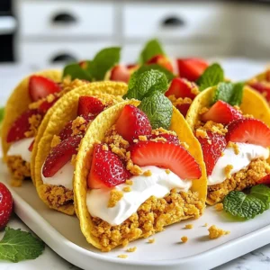 Strawberry Crunch Cheesecake Tacos Simple Dessert Dish