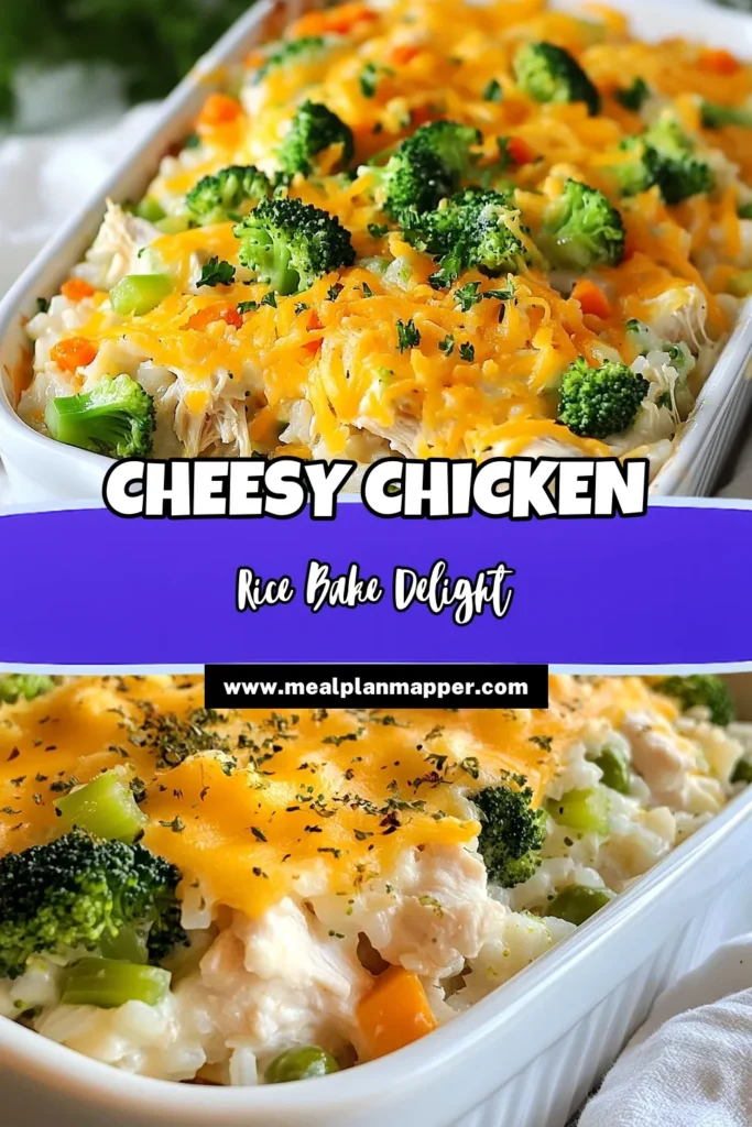 Discover the ultimate chicken and rice bake with this easy chicken casserole that’s sure to impress! This creamy mushroom chicken bake combines tender shredded chicken, vibrant vegetables, and cheesy goodness, all in a one pot chicken dinner that’s perfect for busy nights. Try this baked chicken and rice recipe for a satisfying and delicious meal! Save this pin for your next dinner idea! #ChickenAndRiceBake #EasyChickenCasserole #OnePotDinner #BakedChickenAndRiceRecipe