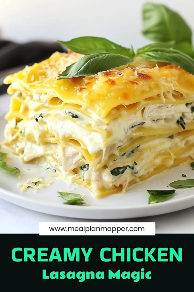 Discover the ultimate Creamy Chicken Lasagna recipe that will impress your family! This easy Alfredo lasagna combines tender chicken, rich mozzarella, and fresh spinach for a cheesy chicken dish that's both comforting and delicious. Perfect for any occasion, this Chicken Lasagna recipe is a must-try. Save this for later and bring a taste of joy to your dinner table! #CreamyChickenLasagna #ChickenLasagnaRecipe #EasyAlfredoLasagna #CheesyChickenDish