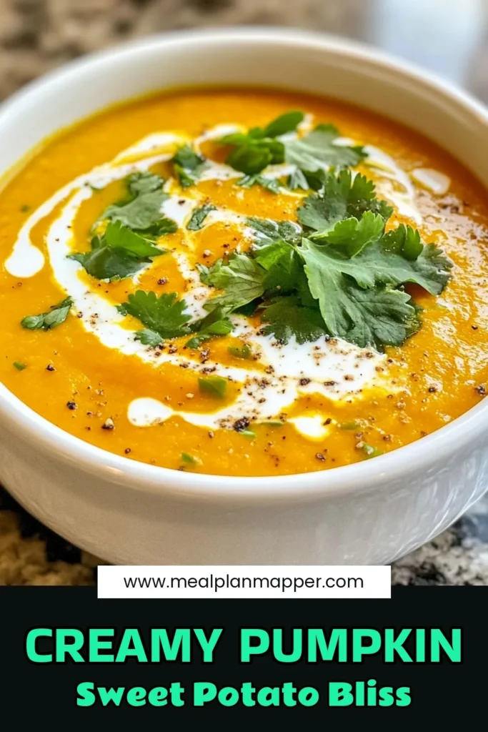 Warm up with this delicious Pumpkin Sweet Potato Anti-Inflammatory Soup! This hearty vegan pumpkin soup combines nutrient-rich pumpkin and sweet potatoes with turmeric and coconut milk for a creamy and flavorful experience. Perfect as a healthy sweet potato soup option, this anti-inflammatory soup recipe is both satisfying and nourishing. Save this recipe for fall comfort! #PumpkinSoup #VeganSoup #HealthyEating #TurmericBenefits