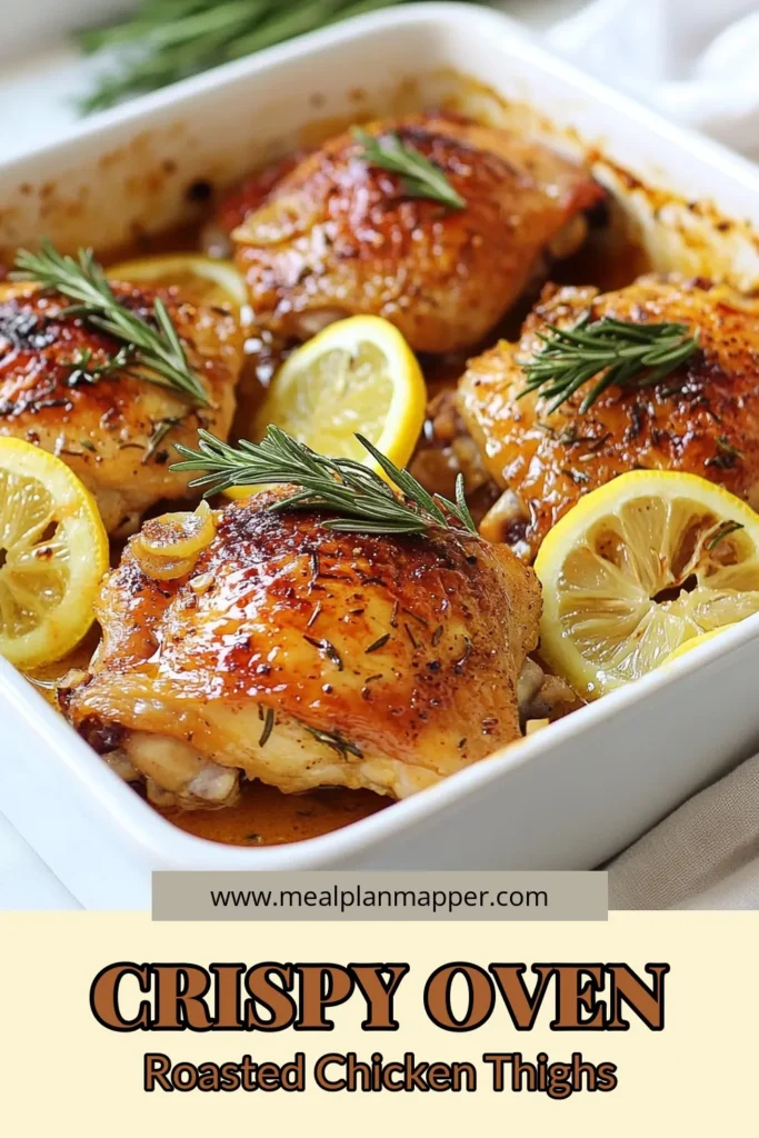 Discover the ultimate easy chicken dinner recipe with these oven-roasted chicken thighs that are irresistibly crispy! This crispy chicken thigh recipe features smoked paprika chicken for an explosion of flavor, enhanced by roasted chicken with lemon that brings brightness to every bite. Perfect for weeknight meals and gatherings, this dish is sure to impress. Save this recipe now and elevate your dinner game! #OvenRoastedChicken #CrispyChickenThighs #EasyChickenDinner #SmokedPaprikaChicken