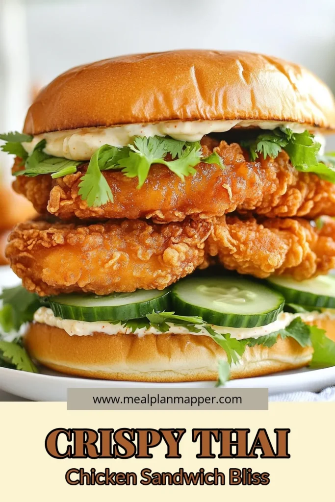 Dive into the delicious world of this Thai fried chicken sandwich! This crispy chicken sandwich recipe features marinated chicken thighs, perfectly fried to golden brown and served with homemade spicy mayo for a kick. Perfect for a satisfying meal, this spicy mayo chicken sandwich is a must-try. Elevate your lunch game today and save this homemade fried chicken sandwich recipe for your next cooking adventure! #ThaiFriedChickenSandwich #CrispyChicken #SpicyMayo #FriedChickenSandwich