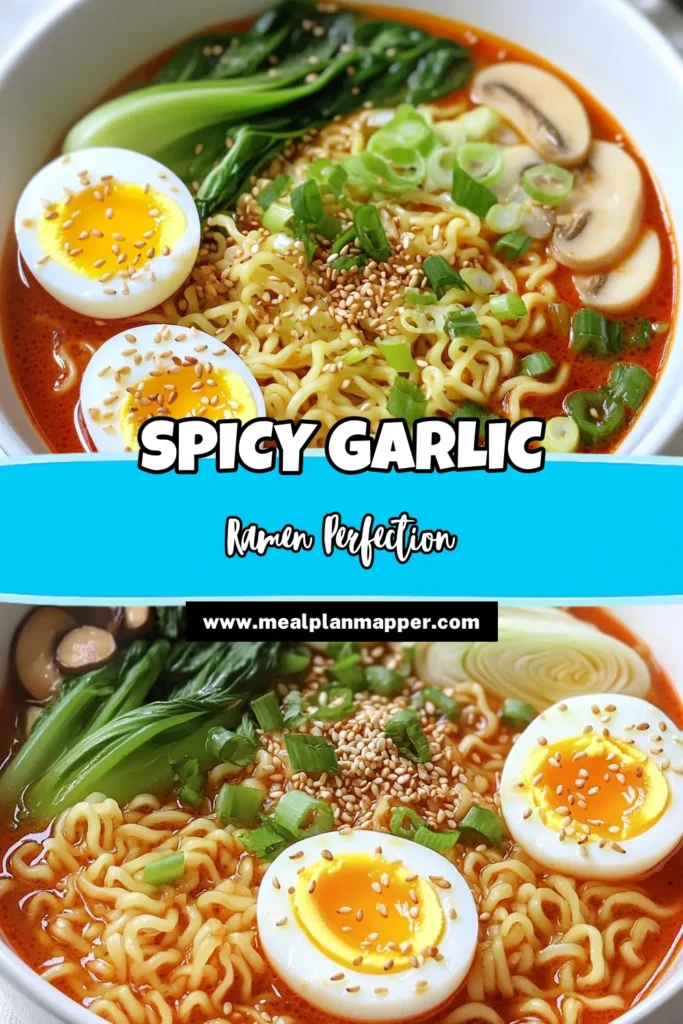 Satisfy your cravings with this Fiery Garlic Chili Ramen that's bursting with flavor! Made with simple ingredients like garlic, ginger, and spicy chili paste, this quick and delicious recipe is perfect for any time of the day. Follow our easy steps to create a vibrant broth that complements tender ramen and fresh veggies. Click through to explore the full recipe and enjoy a bowl of comforting goodness at home! #RamenRecipe #SpicyFood #EasyDinner #ComfortFood