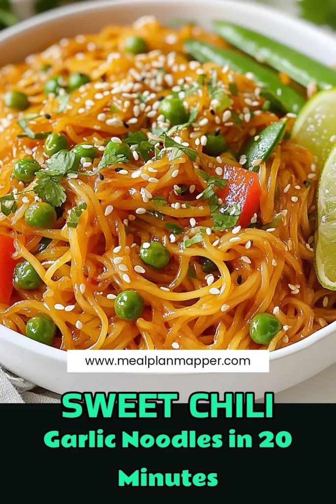 Discover the easy and delicious Sweet Chili Garlic Noodles, perfect for a quick dinner! This easy rice noodle recipe combines crispy snap peas, red bell pepper, and a flavorful garlic chili sauce for a delightful stir-fry experience. Enjoy these Asian vegetable noodles ready in just 20 minutes! Try this recipe today and make your weeknight meals special. Save this for later! #SweetChiliGarlicNoodles #QuickStirFryNoodles #AsianVegetableNoodles #GarlicChiliSauceNoodles