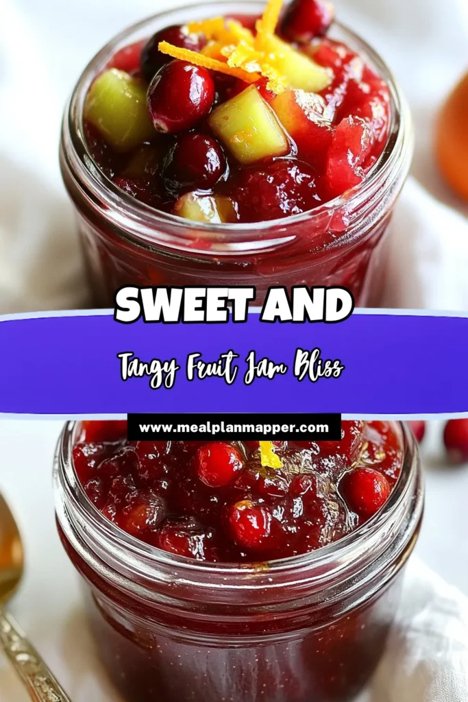 Discover the joy of making Cranberry Apple Orange Jam with this easy jam making recipe! This delicious homemade fruit jam recipe combines the tartness of cranberries with sweet apples and zesty orange, creating seasonal fruit preserves perfect for spreading on toast or gifting. Impress your friends and family with this delightful tart cranberry jam. Start your jam-making adventure today! #CranberryJam #FruitPreserves #HomemadeJam #EasyRecipes