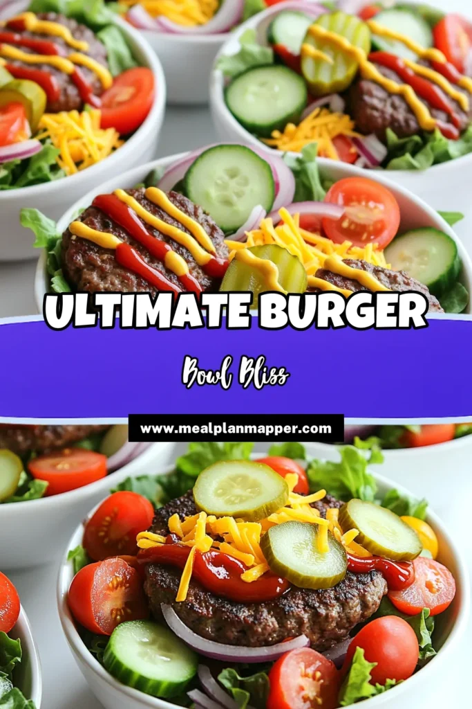 Enjoy the vibrant flavors of Burger Bowls Delight, a fresh twist on your favorite classic! With juicy beef or turkey patties, crisp salad greens, and tasty toppings like cheese and pickles, these bowls are a fun and healthy meal option. Perfect for busy weeknights or casual gatherings, this recipe is quick to prep and sure to impress. Click through to explore the full recipe and make your own burger bowls today! #BurgerBowls #HealthyEating #QuickRecipes #FoodieFun