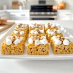 - 4 tablespoons unsalted butter - 1 cup pumpkin puree - 1 teaspoon ground cinnamon - 1/2 teaspoon ground nutmeg - 1/4 teaspoon ground ginger - 1/2 teaspoon vanilla extract - 1/4 teaspoon salt - 10 oz mini marshmallows - 6 cups Rice Krispies cereal - Optional: 1/2 cup chopped pecans or walnuts To start, melt 4 tablespoons of unsalted butter in a medium saucepan over medium heat. Stir the butter often as it melts. Watch closely as it foams and turns a golden brown color. This process takes about 5-7 minutes. Brown butter gives our treats a nice nutty flavor. Once the butter is golden, remove the saucepan from the heat. Add in 1 cup of pumpkin puree, 1 teaspoon of ground cinnamon, 1/2 teaspoon of ground nutmeg, 1/4 teaspoon of ground ginger, 1/2 teaspoon of vanilla extract, and 1/4 teaspoon of salt. Stir until all the ingredients blend into a smooth, creamy mixture. Next, place the saucepan back on low heat. Add 10 ounces of mini marshmallows to the pumpkin mix. Stir constantly until the marshmallows melt and combine well. This step creates a velvety consistency that makes the treats extra special. Now, take the saucepan off the heat. Gradually fold in 6 cups of Rice Krispies cereal. Make sure all the cereal gets coated with the pumpkin mixture. If you want some crunch, mix in 1/2 cup of chopped pecans or walnuts at this stage. Quickly transfer the mixture into a greased 9x13 inch baking dish. Use a spatula or your lightly greased hands to press the mixture evenly into the dish. Let the Rice Krispies treats cool at room temperature for about 30-45 minutes. Once set, cut them into squares or rectangles for serving. To make great brown butter, watch it closely. You want it to turn a nice golden brown. Stir it often to help it cook evenly. The smell will change to a nutty aroma. This step adds a rich flavor to your treats. Be careful not to burn the butter. If it starts to smell bitter, you need to stop cooking it. The perfect brown butter should have a warm, nutty tone. This flavor lifts the whole dish. When you serve your Brown Butter Pumpkin Rice Krispies, make it look special. Use colorful fall-themed napkins for a fun touch. A wooden cutting board can add a rustic feel. For a sweet twist, drizzle melted white chocolate on top. This adds a nice shine and extra flavor. You can also sprinkle some chopped nuts on top for texture. To keep your treats fresh, store them in an airtight container. This helps prevent them from becoming hard. Keep them at room temperature for the best texture. If you have leftovers, try to eat them within a week. If you want to save them, you can freeze the treats. Just wrap them tightly in plastic wrap and place them in a freezer bag. When you're ready to enjoy, let them thaw at room temperature. {{image_4}} You can switch up the flavors in your Brown Butter Pumpkin Rice Krispies treats. Try using almond or hazelnut instead of regular nuts. These will give a nice twist to the taste. You can also add chocolate chips. They melt a bit and mix beautifully with the pumpkin flavor. Just fold them in after the marshmallows melt. This adds a rich, sweet touch. If you want gluten-free treats, use gluten-free Rice Krispies. They work just as well and taste great. For a vegan version, swap the butter for coconut oil. Choose vegan marshmallows too. This way, everyone can enjoy these tasty treats, no matter their diet. Make your treats festive by adding seasonal spices. Try a bit of allspice or cloves for a warm flavor. You can also present them in fun, Halloween shapes. Use cookie cutters for spooky designs. Add edible eyes or sprinkles for a fun look. These twists make the treats perfect for parties or family gatherings! Brown Butter Pumpkin Rice Krispies treats last for about one week. Store them in an airtight container. Keep the treats at room temperature for best taste. If you want to keep them longer, wrap them in plastic wrap before placing them in the container. This extra step keeps them fresh and tasty. Yes, you can freeze these treats. Wrap them tightly in plastic wrap. Then, place them in a freezer bag. They can last up to three months in the freezer. To thaw, take them out and leave them at room temperature for a few hours. You can also microwave them for a few seconds to enjoy them warm. If you do not have pumpkin puree, you can use applesauce. It gives a nice sweetness and moisture. Another option is to use butternut squash puree. It has a similar flavor. You can also try using sweet potato puree for a unique twist. - Brown Butter Treats Variations You can mix things up with different flavors. Try adding a splash of maple syrup or using almond extract instead of vanilla. You can even swap pumpkin for sweet potato or butternut squash for a twist. Each variation brings its own unique flavor to the table. - Other Seasonal Desserts Explore more fall-inspired treats. Think about baking spiced apple crisp or maple pecan pie. These desserts also use warm spices and seasonal ingredients. They make great companions to your Brown Butter Pumpkin Rice Krispies treats. - Visual Step-by-Step Guides Watching someone make these treats can be very helpful. Look for cooking videos that show each step. They often share tips on achieving that perfect brown butter. It's a fun way to learn and get inspired to try the recipe yourself. - Feedback from Those Who Have Tried the Recipe Many people love these treats! They rave about the rich flavor and crispy texture. Users often share their own twists and ideas. Reading their feedback can give you new ways to enjoy your Brown Butter Pumpkin Rice Krispies. Plus, it’s nice to see how others made the recipe their own. We explored the delicious world of Brown Butter Pumpkin Rice Krispies treats. We discussed important ingredients like butter, pumpkin puree, and spices. I shared step-by-step instructions for perfecting your treats and added tips for serving and storage. You learned about tasty variations, dietary modifications, and answers to common questions. Now, it’s your turn to create these tasty treats. Enjoy the fun and flavors they bring to your kitchen!