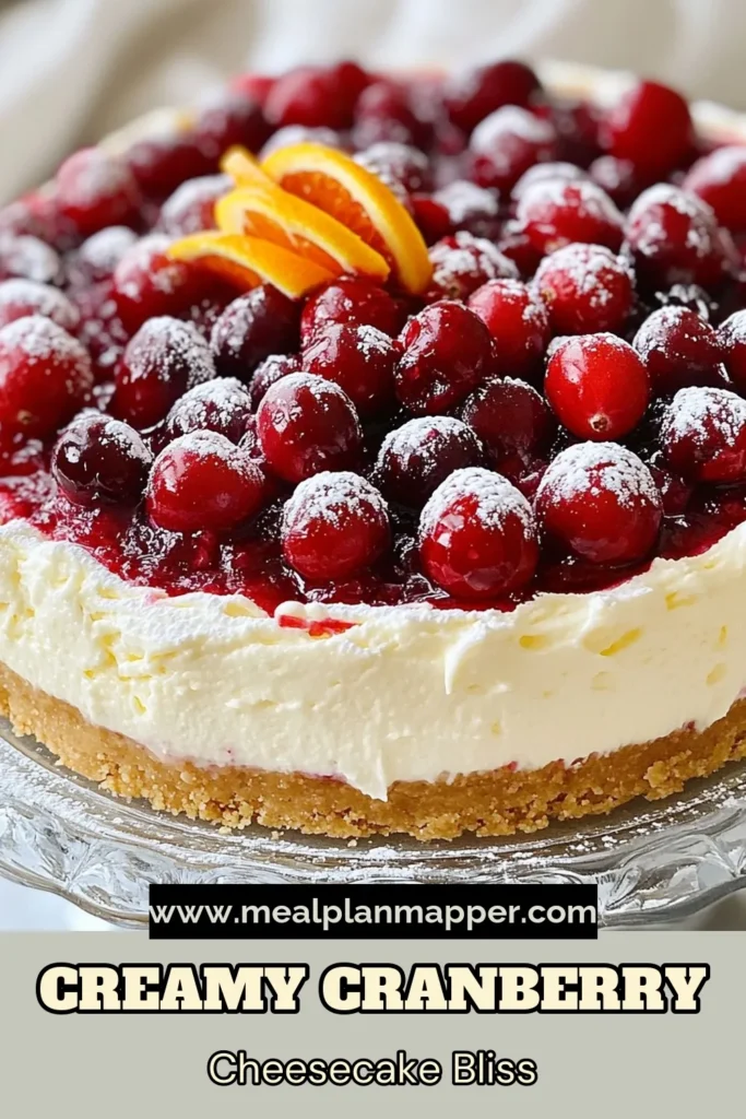 Indulge in this creamy cranberry holiday cheesecake recipe that's perfect for your festive gatherings! This creamy cheesecake with cranberries features a luscious homemade cranberry sauce that elevates any holiday dessert ideas. Impress your guests with this festive cheesecake recipe that’s easy to make and beautifully presented. Save this delightful homemade cranberry sauce cheesecake for your next celebration! #CranberryCheesecake #HolidayDesserts #FestiveRecipes #DessertIdeas