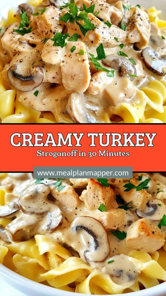 Indulge in this creamy turkey stroganoff that's perfect for a cozy dinner! This easy turkey pasta recipe features tender turkey breast, mushrooms, and a rich, creamy sauce that will warm your soul. Whether you're a fan of mushroom stroganoff or just love comfort food recipes, this dish is a must-try. Perfect for any night of the week! Save this creamy turkey stroganoff recipe and brighten up your meals today! #TurkeyStroganoffRecipe #ComfortFood #EasyTurkeyPasta #MushroomStroganoff