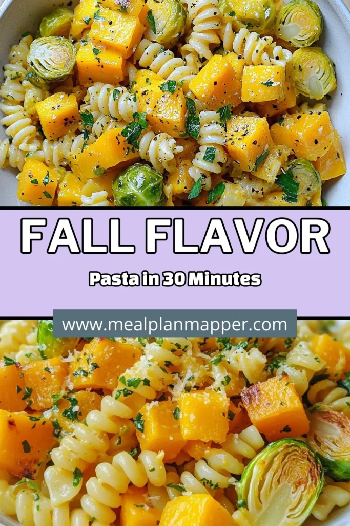 Indulge in a cozy fall culinary experience with this delightful Butternut Squash Brussels Pasta recipe! This vegan pasta with butternut squash combines roasted vegetables for a nutritious and tasty meal. Perfect for a quick dinner, this roasted vegetable pasta is not only delicious but also visually appealing. Try this easy Brussels sprouts pasta recipe tonight and savor the flavors of the season. Save this recipe for your next dinner! #ButternutSquashPasta #VeganPasta #PastaRecipes #FallRecipes