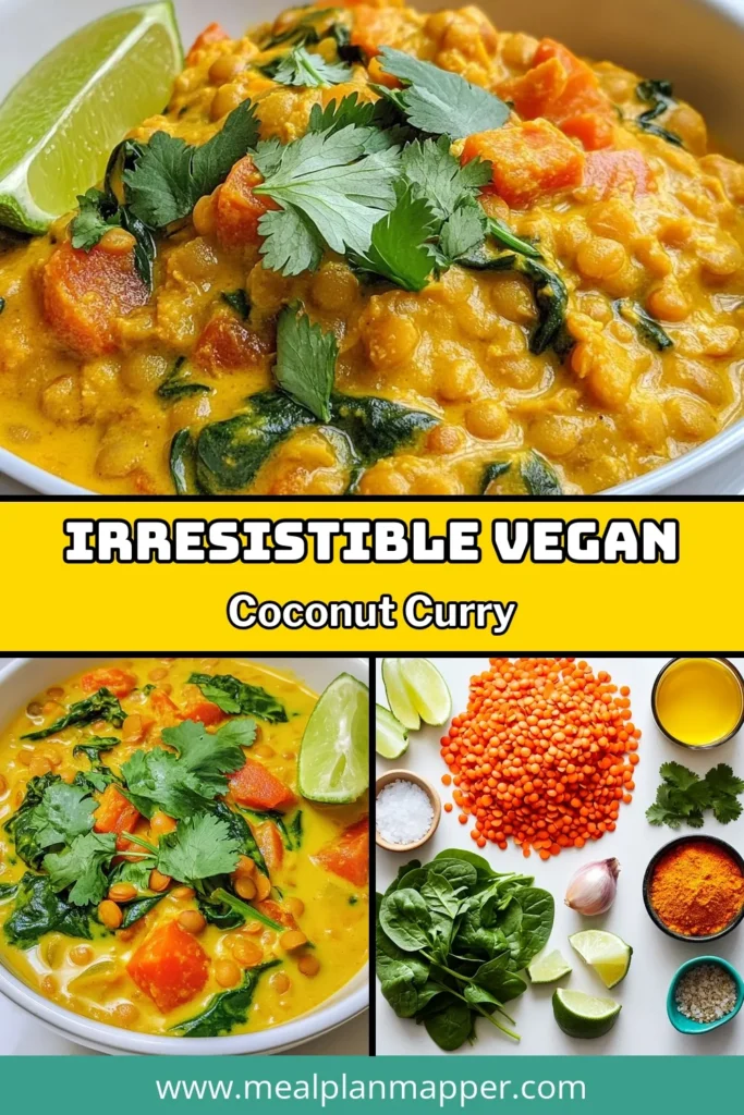 Indulge in this delicious vegan coconut lentil curry, a creamy coconut milk curry that's perfect for any meal. Packed with plant-based goodness, this healthy vegan recipe features tender red lentils, vibrant veggies, and aromatic spices. Try this easy lentil curry recipe today and bring a burst of flavor to your table. Save and enjoy a comforting bowl of goodness! #VeganCoconutLentilCurry #HealthyVeganRecipes #LentilCurryRecipe #PlantBasedCurryDish