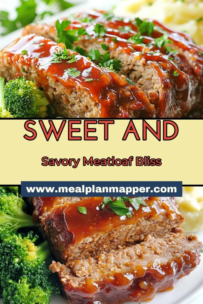 Savor the deliciousness of this savory sweet glazed meatloaf dinner recipe that the whole family will love! This easy meatloaf glaze complements the hearty ground beef meatloaf perfectly, making it an ideal choice for comfort food recipes lovers. Enjoy a warm, home-cooked meal that’s simple to prepare. Don’t miss out—save this recipe and impress your dinner guests tonight! #MeatloafDinner #ComfortFood #GroundBeefMeatloaf #EasyMeatloafGlaze