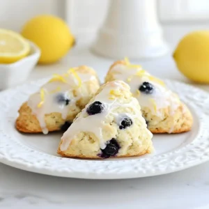 To make Blueberry Lemon Scones, gather these ingredients: - 2 cups all-purpose flour - 1/2 cup granulated sugar - 2 teaspoons baking powder - 1/2 teaspoon baking soda - 1/4 teaspoon salt - 1/2 cup unsalted butter, cold and cubed - 1 cup fresh blueberries - Zest of 1 lemon - 1/2 cup heavy cream - 1 large egg - 1 teaspoon vanilla extract - Optional: coarse sugar for sprinkling You can swap some ingredients for alternatives: - Use whole wheat flour for a healthier option. - Replace granulated sugar with brown sugar for a deeper flavor. - Use Greek yogurt in place of heavy cream for a lighter version. - If you don't have fresh blueberries, frozen ones work well too. Just toss them in flour to avoid sinking. - For a dairy-free option, try coconut milk instead of heavy cream and vegan butter instead of unsalted butter. When choosing blueberries, keep these tips in mind: - Look for plump, firm berries with a deep blue color. - Avoid any that are shriveled, soft, or moldy. - Check the container for juice stains, which can mean overripe berries. - If possible, buy local blueberries in season for the best flavor. - Store them in the fridge but wash them only before use to keep them fresh longer. {{ingredient_image_2}} Start by preheating your oven to 400&deg;F (200&deg;C). This step is vital for even baking. Next, line a baking sheet with parchment paper. This helps prevent the scones from sticking and makes cleanup easy. In a large bowl, whisk together the following dry ingredients: - 2 cups all-purpose flour - 1/2 cup granulated sugar - 2 teaspoons baking powder - 1/2 teaspoon baking soda - 1/4 teaspoon salt Make sure to mix them well. This ensures the baking powder and soda are evenly spread, leading to perfect rise and texture. Now it&rsquo;s time to add the butter. Take 1/2 cup of cold, cubed unsalted butter. Use a pastry cutter or your fingers to mix it with the dry ingredients. You want the mixture to look like coarse crumbs. Some larger bits of butter should remain for flakiness. Gently fold in 1 cup of fresh blueberries. Take care not to crush them as you mix. In a smaller bowl, whisk together the wet ingredients: - 1/2 cup heavy cream - 1 large egg - 1 teaspoon vanilla extract Mix until everything is blended well. This step adds moisture and flavor to your scone dough. Transfer the dough to a lightly floured surface. With clean hands, knead it gently a few times until it holds together. Shape the dough into a circle about 1 inch thick. Use a sharp knife or a bench scraper to cut this circle into 8 equal wedges. Place the scones on your prepared baking sheet, leaving space between them. If you want your scones extra sweet, sprinkle some coarse sugar on top. Bake them in the oven for about 15-20 minutes. They are done when golden brown and a toothpick inserted in the center comes out clean. Let them cool on the baking sheet for a few minutes. Then, transfer them to a wire rack to cool completely. Enjoy your warm, fresh Blueberry Lemon Scones! To get scones that are light and flaky, the cold butter is key. When you cut the butter into the flour, you want to leave some small chunks. This helps create those lovely flaky layers. Don't rush this step. Take your time to mix until you see coarse crumbs with little bits of butter still visible. You can easily change how sweet your scones are. The base recipe uses 1/2 cup of sugar, which gives a nice balance with the tart blueberries and lemon zest. If you like sweeter scones, feel free to add a bit more sugar. Start with an extra tablespoon and taste the dough before baking. Remember, you want the sweetness to enhance the fruit, not overpower it. Mixing is important, but too much can hurt your scones. Overmixing makes the scones tough instead of soft. When combining wet and dry ingredients, stop as soon as they come together. The dough should still be a little sticky. This gives you a soft and tender scone. If you see lumps, that&rsquo;s okay; they will bake out. Pro Tips Use Cold Ingredients: Ensure your butter and cream are cold before mixing. This helps create a flaky texture in the scones. Don't Overmix: Mix the dough just until combined to avoid tough scones. The dough should remain slightly sticky. Fresh Blueberries: Use fresh blueberries for the best flavor and texture. If using frozen, do not thaw them to prevent excess moisture. Cooling Time: Allow the scones to cool slightly on the baking sheet before transferring them to a wire rack. This helps maintain their shape. {{image_4}} You can switch up the blueberries with other fruits. Raspberries add a tart twist. Cranberries bring a nice pop of color and flavor. Use about 1 cup of any fruit you choose. Just be gentle when mixing to keep the fruit intact. You can also mix fruits for a fun flavor combo! If you want different flavors, try orange or lime zest. Both add a citrusy kick. Orange zest gives a sweeter taste, while lime offers a tangy bite. Use the same amount as lemon zest for balance. These changes can brighten your scones, making them unique. You can infuse your scones with extra flavors. A teaspoon of almond extract adds warmth and depth. You can also sprinkle in spices like cinnamon or nutmeg for a cozy touch. Start with a small amount and adjust to your taste. These flavors can make your scones feel special and festive. To store leftover scones, let them cool completely. Place them in an airtight container. They can stay fresh for about two days at room temperature. If you want to keep them longer, consider refrigerating them. This will keep them good for up to a week. To reheat scones, preheat your oven to 350&deg;F (175&deg;C). Place the scones on a baking sheet. Heat them for about 5 to 10 minutes. This warms them up and helps retain their soft texture. You can also microwave them for 10 to 15 seconds, but this may make them slightly chewy. If you want to freeze scones, do it right after baking. Let them cool, then wrap each scone tightly in plastic wrap. Place the wrapped scones in a freezer bag. They can stay frozen for up to three months. When you&rsquo;re ready to enjoy them, thaw at room temperature or reheat straight from the freezer. Yes, you can make Blueberry Lemon Scones ahead of time. You can prepare the dough and shape it into wedges. Then, wrap the scones tightly in plastic wrap and store them in the fridge for up to 24 hours. When you are ready to bake, just pop them in the oven straight from the fridge. This method saves time and gives you fresh scones. If you need a substitute for heavy cream, you can use whole milk or half-and-half. For a thicker texture, mix two tablespoons of melted butter with milk to make 1 cup. This will mimic the richness of heavy cream. Another option is to use Greek yogurt mixed with a little milk for a creamy consistency. You can tell your scones are done when they are golden brown on top and firm to the touch. Insert a toothpick into the center; if it comes out clean, your scones are ready. Keep an eye on them during the last few minutes of baking to avoid overcooking. To boost the lemon flavor, you can add more lemon zest to the dough. Use the zest of two lemons instead of one for a bright taste. You might also add a bit of fresh lemon juice to the wet mixture. For an extra zing, drizzle a lemon glaze on top when they cool. This glaze is made from powdered sugar and lemon juice. In this article, we covered the essential ingredients for your Blueberry Lemon Scones and explored useful substitutions. You learned step-by-step instructions for making these delicious scones, along with tips for achieving that perfect texture. We discussed flavor variations and how to store your treats effectively. Remember, baking should be fun and creative. Don't hesitate to try new fruits or adjust sweetness. With practice, you'll master this delightful recipe and impress everyone with your skills. Enjoy the process and share these scones with your friends!