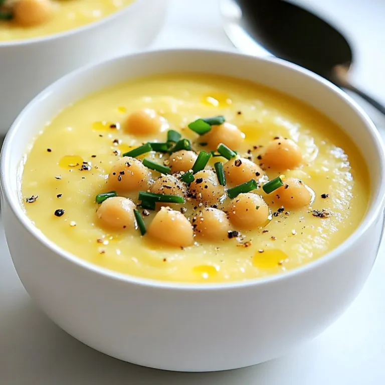 - 4 large potatoes (russet or Yukon gold), peeled and diced into 1-inch cubes - 1 cup cooked chickpeas (or substitute with white beans) for an added protein boost - 1 medium onion, finely chopped - 2 cloves garlic, minced - 4 cups vegetable broth (low-sodium recommended) - 1 cup unsweetened almond milk (or any milk of your choice) - 1 tablespoon olive oil - 1 teaspoon dried thyme - 1 teaspoon smoked paprika for depth of flavor - Salt and freshly ground black pepper to taste - Fresh chives or parsley, finely chopped for garnish To make a rich and nourishing protein creamy potato soup, you need simple yet powerful ingredients. Potatoes are the star of this dish. They give the soup a creamy base. Chickpeas add protein and make the soup filling. You can swap them with white beans if you wish. Onion and garlic bring a savory flavor. They add depth that you will love. Vegetable broth adds more richness. Almond milk keeps it creamy without dairy. Olive oil helps sauté the veggies and adds healthy fats. Seasonings like dried thyme and smoked paprika give it extra flavor. Don’t forget salt and pepper to taste. For a fresh finish, sprinkle chives or parsley on top. This combination creates a delightful soup that nourishes both body and soul. {{ingredient_image_2}} 1. Heat 1 tablespoon of olive oil in a large pot over medium heat. 2. Once the oil is hot, add 1 finely chopped onion. Sauté it for about 5 minutes. Stir occasionally until the onion is soft and clear. 3. Next, add 2 minced garlic cloves. Cook for 1 more minute. Stir often until the garlic smells good and turns a little golden. 4. Now, add 4 large peeled and diced potatoes and 1 cup of cooked chickpeas. Stir everything well. 1. Pour in 4 cups of vegetable broth, 1 teaspoon of dried thyme, and 1 teaspoon of smoked paprika. Mix it all together. 2. Bring the soup to a rolling boil. Once it boils, reduce the heat to a simmer. 3. Cover the pot and let it cook for 20 to 25 minutes. Check the potatoes with a fork; they should be soft and break apart easily. 1. After the potatoes cook, use an immersion blender to blend the soup until it is smooth. 2. If you don’t have an immersion blender, carefully blend small batches in a kitchen blender. Return the soup to the pot after blending. 3. Stir in 1 cup of unsweetened almond milk. Taste the soup and add salt and black pepper as you like. 4. Heat the soup gently for about 5 minutes until it's warm. Now, you can serve this creamy potato soup hot. Don't forget to sprinkle some fresh chives or parsley on top for a nice finish! To make your soup shine, use fresh herbs and spices. I love adding: - 1 teaspoon dried thyme for earthiness - 1 teaspoon smoked paprika to deepen the taste - Fresh chives or parsley for a bright finish You can also try other herbs like rosemary or basil. For a kick, add a pinch of cayenne pepper. If you want more protein, consider these alternatives: - Use cooked lentils instead of chickpeas. - Add diced firm tofu or tempeh for a different texture. The key to a smooth soup is blending well. Here are my tips: - Use an immersion blender for easy blending. - If you don’t have one, blend the soup in batches with a regular blender. After blending, check the soup's texture. If it feels too thick, stir in more almond milk or broth. For a thicker soup, blend a bit less. Taste your soup before serving. Adjust with salt and pepper to suit your liking. Enjoy every creamy bite! Pro Tips Choose the Right Potatoes: Russet and Yukon gold potatoes provide the best texture and flavor for a creamy soup. They break down nicely, creating a velvety consistency. Blend for Creaminess: Using an immersion blender allows you to achieve the perfect creamy texture without needing to transfer hot soup to another blender. It’s safer and easier! Experiment with Spices: Feel free to add other spices like cumin or curry powder for a unique twist on flavor. Adjust according to your taste preferences. Garnish for Presentation: A drizzle of extra almond milk and a sprinkle of smoked paprika not only enhances the flavor but also makes your soup visually appealing when serving. {{image_4}} You can easily swap out some ingredients in this soup. For milk, use any milk you like. Almond milk is great, but oat or soy milk works too. Just make sure it’s unsweetened. If you want to change the protein, chickpeas are not your only choice. You can use white beans instead. They add a nice creamy texture. Lentils are another good option, too. They cook fast and give a hearty feel to the soup. Want to add more veggies? Carrots and celery are great choices. Chop them up and toss them in with the onions. They will add more taste and nutrition. You can also try other greens like spinach or kale for extra color. For spices, think about mixing it up with curry powder. It can give the soup a warm, different flavor. A pinch of cumin or even chili powder can add a nice kick. Experiment with what you like best! To keep your protein creamy potato soup fresh, store it properly. - Refrigeration tips: Let the soup cool before putting it in an airtight container. It stays good in the fridge for up to three days. Label the container with the date, so you remember when you made it. - Freezing instructions: For longer storage, freeze the soup. Use freezer-safe bags or containers. Leave some space for the soup to expand as it freezes. It can last up to three months in the freezer. Just remember to label it! When it's time to enjoy your leftovers, reheating is key. - Best practices for reheating: Thaw frozen soup in the fridge overnight. For refrigerated soup, pour it into a pot. Heat it over medium heat, stirring often to prevent sticking. - Maintaining texture and flavor: If the soup seems too thick, add a splash of almond milk or broth while heating. This will bring back its creamy texture and boost the flavor. Always taste before serving to check the seasoning. Yes, this soup is gluten-free. The main ingredients, like potatoes and chickpeas, do not contain gluten. Always check your vegetable broth to ensure it is gluten-free. If you use gluten-free broth, you will have a safe dish for those with gluten allergies. You can make this soup ahead of time. It stores well in the fridge for about three days. To prepare, let the soup cool completely before you put it in a container. When you are ready to eat, just reheat it on the stove or in the microwave. This makes it great for meal prep and busy days. This soup pairs well with many sides. Here are some tasty options: - Crusty bread or rolls for dipping - A fresh green salad for crunch - Roasted veggies to add flavor - Grilled cheese sandwiches for a classic combo These sides will enhance your meal and make it even more enjoyable! This blog post covered a simple, creamy potato soup that is both tasty and nutritious. You learned about the key ingredients, how to cook, and blending for the right texture. Tips on enhancing flavors and adjusting ingredients make this soup unique. Storing and reheating your leftovers keeps your meal fresh. Remember, this soup is not just filling; it can fit many diets. I hope you try making it and enjoy the delicious results!