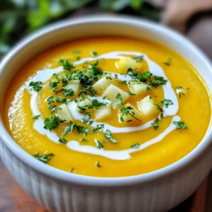 To make the best butternut squash apple soup, you will need: - 1 medium butternut squash, peeled and diced into 1-inch cubes - 2 large apples, cored and chopped into bite-sized pieces - 1 medium onion, finely chopped - 2 cloves garlic, minced - 4 cups vegetable broth (low-sodium preferred) - 1 teaspoon ground ginger - 1 teaspoon ground cinnamon - 1 tablespoon olive oil - Salt and black pepper to taste - &frac14; cup coconut milk (optional, for added creaminess) - Chopped fresh parsley or chives for garnish Each ingredient plays a big role. The butternut squash gives a creamy base. The apples add a sweet touch. Onion and garlic provide a savory depth. Spices like ginger and cinnamon warm the soup with cozy flavor. For this soup, I love using Granny Smith or Honeycrisp apples. - Granny Smith: These apples are tart and balance the sweetness of the squash. - Honeycrisp: They are sweet and juicy, adding a nice flavor punch. Feel free to mix these varieties for even more depth in taste. You can add a few optional ingredients to boost flavor: - A pinch of nutmeg for warmth. - A splash of apple cider for extra sweetness. - A sprinkle of red pepper flakes for heat. These additions make the soup even more delightful. Try them based on your taste! {{ingredient_image_2}} To make Butternut Squash Apple Soup, start with your ingredients. First, peel and dice one medium butternut squash into cubes. Aim for 1-inch pieces for even cooking. Next, core and chop two large apples. Granny Smith or Honeycrisp work well for a sweet-tart flavor. Then, finely chop one medium onion. Lastly, mince two cloves of garlic. This prep takes about 15 minutes. In a large pot, heat one tablespoon of olive oil over medium heat. Once the oil is hot, add the chopped onion. Cook it for about five minutes, stirring often. You want the onion to be soft and translucent. Add the minced garlic, one teaspoon of ground ginger, and one teaspoon of ground cinnamon. Stir this mixture for one minute until it smells great. Next, add the diced butternut squash and chopped apples into the pot. Stir everything together so the flavors mix well. Pour in four cups of low-sodium vegetable broth. Make sure the squash and apples are fully covered by the broth. Bring this mix to a boil. Once boiling, lower the heat and let it simmer. Cover the pot and let it cook for 20 to 25 minutes. The squash and apples should be tender when you poke them with a fork. After cooking, it's time to blend the soup. Use an immersion blender to puree the soup right in the pot. If you don&rsquo;t have one, transfer the soup in batches to a standard blender. Blend until it is smooth and creamy. If you want extra richness, stir in &frac14; cup of coconut milk at this point. Adjust the flavor by adding salt and pepper as needed. If the soup cooled down, warm it gently over low heat before serving. Serve the soup hot, garnished with freshly chopped parsley or chives. You can also drizzle a swirl of coconut milk on top for a nice touch. Enjoy! To boost the taste of your soup, try adding a splash of apple cider vinegar. This gives a nice tang. You can also mix in a pinch of nutmeg for warmth. If you want more spice, add a dash of cayenne pepper. Fresh herbs like thyme or sage can brighten the flavors too. Serve your soup in deep bowls for a cozy feel. After ladling in the soup, sprinkle fresh parsley or chives on top. For a fun look, drizzle some coconut milk on the surface. Pair the soup with warm bread for dipping. This makes a lovely meal. If your soup tastes bland, check the seasoning. Add more salt or pepper to enhance the flavor. If your soup is too thick, stir in extra vegetable broth or water to loosen it. Should it be too thin, simmer it longer without the lid to thicken it up. Pro Tips Choose the Right Apples: Opt for tart varieties like Granny Smith or Honeycrisp for a balanced flavor that complements the sweetness of butternut squash. Perfectly Cooked Squash: Ensure the butternut squash is diced into uniform cubes to guarantee even cooking and a creamy texture. Adjusting Consistency: If the soup is too thick after blending, add more vegetable broth or water gradually until you reach your desired consistency. Flavor Enhancements: For a deeper flavor, consider adding a pinch of nutmeg or some red pepper flakes for a subtle heat. {{image_4}} Want to boost the nutrients? You can add different veggies. Carrots or sweet potatoes work well. They add sweetness and color. You can also mix in leafy greens like spinach. Stir them in at the end for a fresh touch. If you're dairy-free, skip the coconut milk. Instead, use almond milk or cashew cream. These options keep the soup creamy. You can also add a bit of nutritional yeast. It gives a cheesy flavor without dairy. Spices can change the flavor a lot. Add a pinch of nutmeg for warmth. If you like heat, try red pepper flakes. They can give your soup a nice kick. Experiment to find what you like best. You can store leftover butternut squash apple soup in the fridge. Use an airtight container to keep it fresh. It will stay good for about 3 to 5 days. Before serving, check for any changes in smell or texture. If it seems off, it's best to toss it out. Freezing this soup is easy and great for later meals. Allow the soup to cool completely. Pour it into freezer-safe bags or containers, leaving space for expansion. It will keep well for up to 3 months. When you are ready to enjoy it again, just thaw it overnight in the fridge. Reheat the soup gently on the stove over low heat. Stir it often to ensure even warming. If it seems too thick, add a splash of vegetable broth or water. You can also microwave it in a bowl. Cover it to prevent splatters, and heat in short bursts, stirring in between. Enjoy your cozy treat! Yes, you can use frozen butternut squash. It saves time and is convenient. Just add it directly to the pot without thawing. The cooking time may need a slight increase. Check when the squash is tender before blending. To adjust the soup's thickness, you have a few options. If the soup is too thick, add more vegetable broth or water. Stir well and heat again. If it&rsquo;s too thin, simmer it longer to reduce the liquid. You can also blend in more squash for thickness. This soup pairs well with many sides. Consider serving it with warm, crusty bread or a fresh salad. Grilled cheese sandwiches are also a hit. You might enjoy a sprinkle of nuts or seeds on top for added crunch and nutrition. You now have all the details to make a delicious Butternut Squash Apple Soup. We covered key ingredients, recommended apple varieties, and optional items to boost flavor. The step-by-step guide helps you prepare, cook, and blend the soup smoothly. Plus, I shared tips for flavor, presentation, and common fixes. You can explore variations for added nutrition, dairy-free options, and spice adjustments. Finally, I supplied storage guidelines and answered common questions. Dive into this simple, tasty recipe, and enjoy your soup-making journey!