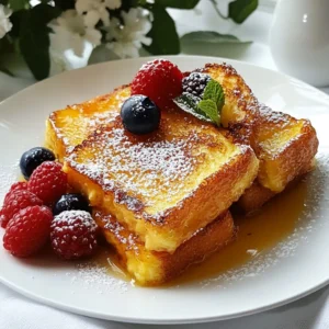 - 1 loaf of brioche bread, sliced into thick pieces - 4 large eggs - 2 cups whole milk - 1 cup heavy cream - 1/2 cup granulated sugar - 2 teaspoons vanilla extract - 1 teaspoon ground cinnamon - 1/4 teaspoon salt - 1/2 cup brown sugar (for the caramelized topping) - Fresh berries, for garnish - Powdered sugar, for dusting You can choose fresh, high-quality ingredients for the best taste. Use organic eggs for a richer flavor. Fresh berries like strawberries or blueberries add color and taste. If you like a hint of zest, try adding a bit of orange or lemon zest. This brightens the dish and gives it a unique twist. If you need a dairy-free option, swap whole milk and heavy cream for almond milk and coconut cream. For a gluten-free version, use gluten-free bread. You can also replace granulated sugar with coconut sugar or maple syrup for a healthier sweetener. These changes keep the dish delicious while meeting different dietary needs. {{ingredient_image_2}} Start with a large bowl. Add 4 large eggs, 2 cups of whole milk, and 1 cup of heavy cream. Then, mix in 1/2 cup of granulated sugar, 2 teaspoons of vanilla extract, 1 teaspoon of ground cinnamon, and 1/4 teaspoon of salt. Whisk everything together until smooth. This custard will give your French toast a rich flavor. Take your loaf of brioche bread. Slice it into thick pieces. Arrange those slices in a greased 9x13 inch baking dish. Overlap the bread slightly to fit it all in. This layering helps the custard soak in evenly. Pour your prepared custard over the bread slices. Make sure to cover every piece. Use a spatula to gently press down on the bread. This step is key to ensure every slice soaks well in the custard. Cover the dish tightly with plastic wrap. Place it in the refrigerator for the night. The bread needs time to absorb the custard. This also helps to enhance the flavor and texture. The next morning, preheat your oven to 350&deg;F (175&deg;C). Once it's ready, take the dish out of the fridge and remove the plastic wrap. Bake the French toast for 35-40 minutes. Look for a golden brown top and set custard. After baking, let the dish cool for 5-10 minutes. Then, sprinkle 1/2 cup of brown sugar evenly over the top. Use a kitchen torch to caramelize the sugar. Aim for a rich amber color. If you don&rsquo;t have a torch, use your broiler for 1-2 minutes. Watch it closely to avoid burning. Let the caramelized sugar cool a bit until it hardens. Serve your French toast warm. Add fresh berries on top for color and flavor. Finish with a dusting of powdered sugar. This adds a sweet touch and makes it look beautiful. Enjoy your creation! To get the best flavor, use thick slices of brioche. I find that a full loaf works great. When you layer the bread, make sure each piece overlaps slightly. This helps them soak evenly. Pour the custard mix over the bread slowly. Press down gently to ensure every slice is wet. Let this sit for a minute to soak in more. For that crunchy topping, sprinkle brown sugar evenly across the baked dish. Use a kitchen torch for best results. Move the torch in small circles. Watch as the sugar bubbles and turns amber. If you don&rsquo;t have a torch, broil it for a minute or two. Keep a close eye on it to avoid burning. Bake your French toast at 350&deg;F (175&deg;C). This temperature cooks it evenly and keeps it moist. Make sure to check it around the 30-minute mark. If the top looks too brown, cover it with foil. This will help it finish cooking without over-browning. Let it cool for a few minutes before serving. This helps set the custard. Pro Tips Use Day-Old Bread: For best results, use slightly stale brioche, as it absorbs the custard mixture better without falling apart. Experiment with Flavors: Feel free to add a splash of liqueur, like Grand Marnier, or spices such as nutmeg for an additional flavor twist. Even Soaking: Ensure that all bread slices are evenly soaked in the custard by gently pressing them down after pouring the mixture over them. Serving Temperature: For the best texture and flavor, serve the French toast warm right after caramelizing the topping. {{image_4}} You can use different types of bread for this recipe. Brioche is soft and sweet, but challah works well too. You might also try sourdough for a tangy taste. If you want whole grain, whole wheat bread adds fiber. Each bread will give a unique flavor and texture. Add fruits or nuts to enhance your French toast. Fresh berries add bright color and taste. You can include bananas or apples for sweetness. Chopped nuts, like pecans or walnuts, give a nice crunch. You can also sprinkle in chocolate chips for a fun twist. Play around with flavors to make it your own! To make a vegan version, swap eggs with flaxseed meal mixed with water. Use almond milk or oat milk instead of dairy. For gluten-free, choose gluten-free bread. Make sure all other ingredients are gluten-free too. These changes keep the recipe tasty while meeting dietary needs. After making Overnight Cr&egrave;me Br&ucirc;l&eacute;e French Toast, let it cool completely. Cover the dish tightly with plastic wrap. Store it in the fridge for up to three days. This keeps the flavors fresh and ready to enjoy. If you want to save some for later, freeze the French toast. First, cool it down. Then, cut it into individual portions. Wrap each piece in plastic wrap and place them in a freezer bag. This way, you can enjoy them for up to three months. Just remember to label the bag with the date! To reheat, first take the French toast out of the fridge or freezer. If frozen, let it thaw overnight in the fridge. Preheat your oven to 350&deg;F (175&deg;C). Place the French toast in a baking dish and cover it with foil. Bake for about 15-20 minutes for refrigerated pieces, or 25-30 minutes if frozen. If you want to re-crisp the top, remove the foil for the last 5 minutes. Enjoy it warm with berries and a dusting of powdered sugar! Yes, you can prepare this dish the night before. This recipe is designed for overnight soaking. After soaking, cover the dish tightly and place it in the fridge. This allows the bread to absorb the custard well. The next morning, you simply bake it. To reheat leftover French toast, place it in the oven. Preheat your oven to 350&deg;F (175&deg;C). Bake for about 10-15 minutes until warm. You can also use a microwave for quick reheating. Just cover it with a wet paper towel and heat for about 30 seconds. Yes, you can use different sugars for the topping. While brown sugar gives a rich flavor, you can try white sugar or coconut sugar. Each sugar will create a distinct taste and texture. Just make sure to caramelize it evenly for the best results. Yes, you can make this recipe dairy-free. Substitute whole milk and heavy cream with almond milk or oat milk. Use a dairy-free cream alternative too. The texture and flavor may change slightly, but it will still be delicious. You can tell when the custard is set by checking the center of the dish. It should feel firm to the touch and not jiggle. A golden brown top also indicates that it's done. If unsure, use a toothpick to check for doneness. If it comes out clean, it&rsquo;s ready! This blog post covered how to make delicious French toast. We discussed the key ingredients, including fresh options and substitutions. Step-by-step, we looked at preparing, soaking, and baking the dish. Tips for perfect results and various flavor options added extra flair. I shared storage tips to keep your leftovers fresh. In summary, this French toast recipe is easy and adaptable. You can please everyone with different tastes and diets. Enjoy your creation and impress your family with this tasty dish!
