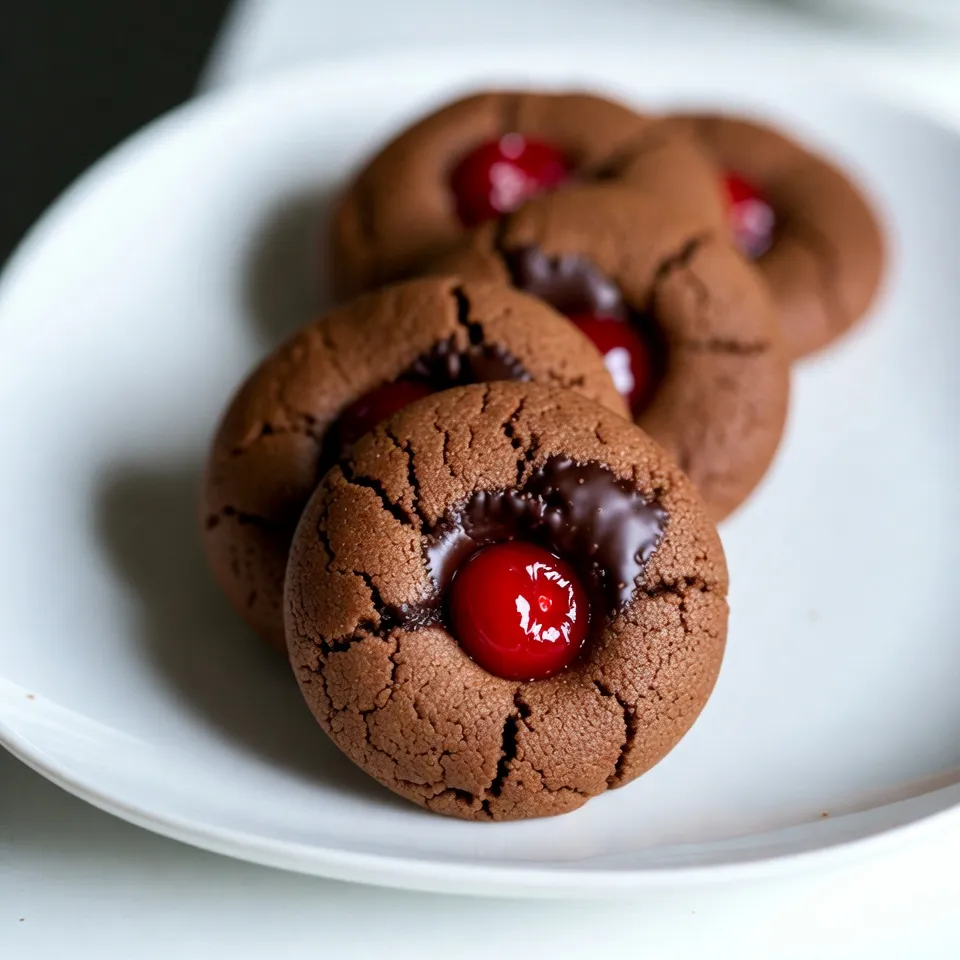 To make delicious chocolate covered cherry cookies, you need the following ingredients: - 1 cup all-purpose flour - 1/2 cup unsweetened cocoa powder - 1/4 teaspoon baking soda - 1/8 teaspoon salt - 1/2 cup unsalted butter, softened - 1/2 cup granulated sugar - 1/2 cup packed brown sugar - 1 large egg - 1 teaspoon vanilla extract - 1/2 cup dark chocolate chips - 1 cup maraschino cherries, drained - 1 cup semi-sweet chocolate chips (for coating) - 1 tablespoon coconut oil These ingredients create a rich, chocolatey base with a sweet cherry surprise. The cocoa powder adds depth and flavor. The maraschino cherries bring a juicy burst with every bite. Using both dark and semi-sweet chocolate ensures a perfect balance of sweetness. Each element plays its part, making these cookies a delightful treat. When choosing your ingredients, always go for high-quality products. This choice greatly affects the taste. For the best results, make sure the cherries are fully dried. This step helps prevent a soggy cookie. {{ingredient_image_2}} - Preheat oven to 350°F (175°C) - Line baking sheets with parchment paper First, I start by preheating my oven. This helps the cookies bake evenly. I line two baking sheets with parchment paper. This step stops the cookies from sticking. - Combine flour, cocoa powder, baking soda, and salt Next, I grab a medium bowl. I mix the all-purpose flour, cocoa powder, baking soda, and salt. I whisk these dry ingredients well. This mix will add flavor and structure to our cookies. - Cream together butter, granulated sugar, and brown sugar In a large bowl, I cream the softened butter with granulated sugar and brown sugar. I use an electric mixer for this. I mix until it is light and fluffy. This step adds air to the dough, making cookies soft. - Add egg and vanilla, followed by the dry mixture - Fold in dark chocolate chips Now, I add one large egg and vanilla extract to my butter-sugar mix. I beat everything until smooth. Then, I slowly add the dry mix into the wet mix. I use low speed to avoid making a mess. Finally, I fold in dark chocolate chips. This gives a rich chocolate flavor. - Portion dough on baking sheets - Press a maraschino cherry into each cookie I use a tablespoon to scoop the dough onto the baking sheets. I leave about 2 inches between each scoop. Then, I press a maraschino cherry into the center of each scoop. This creates a tasty surprise in each cookie. - Bake for 10-12 minutes - Cool on a wire rack Next, I place the baking sheets in the oven. I bake for 10 to 12 minutes. The edges should look set. Once done, I let the cookies cool on the sheets for five minutes. After that, I transfer them to a wire rack to cool completely. - Melt semi-sweet chocolate chips and coconut oil - Dip cookies in melted chocolate For the chocolate coating, I melt semi-sweet chocolate chips with coconut oil in the microwave. I heat them in 30-second bursts, stirring in between. Once melted, I dip each cooled cookie cherry side down into the chocolate. I let the excess chocolate drip off before placing them back on the parchment. To make the best chocolate covered cherry cookies, start by ensuring your cherries are thoroughly dried. This step helps avoid a soggy cookie. Next, pay close attention to baking time. Avoid overbaking to keep the cookies chewy. If they look set on the edges, they’re done. Using quality chocolate for dipping is key. Good chocolate adds rich flavor. You can also experiment with flavored extracts. Almond or cherry extracts can elevate the taste. Garnish your cookies with maraschino cherries for a pop of color. This adds charm and makes them look fancy. You can also drizzle melted chocolate over the cookies. This simple touch enhances their visual appeal and adds extra chocolatey goodness. Pro Tips Chill the Dough: For easier handling and less spreading, refrigerate the cookie dough for about 30 minutes before baking. Use Quality Chocolate: Opt for high-quality chocolate chips for both the cookie mix and coating to enhance the overall flavor. Dry the Cherries Well: Ensure the maraschino cherries are thoroughly dried to prevent excess moisture from affecting the cookie texture. Experiment with Toppings: Get creative with toppings! Try adding crushed nuts or sprinkles on top of the chocolate coating for extra texture and flavor. {{image_4}} You can switch up the cherries in your cookies. Use fresh or frozen cherries for a new spin. Fresh cherries add a bright flavor, while frozen ones are easy to find year-round. Just make sure to pit and dry them well. This step helps keep the cookie dough from getting too wet. Both options give you that sweet cherry burst in every bite. The chocolate coating can vary too! While semi-sweet chocolate is classic, try using white chocolate or dark chocolate. This change gives your cookies a different look and taste. White chocolate adds a creamy sweetness, while dark chocolate brings a rich, bold flavor. You can even mix them for a fun two-tone effect. Experiment and find your favorite! Want to make your cookies even better? Think about adding nuts or dried fruits. Chopped walnuts or pecans give a nice crunch. Dried cranberries or apricots can add a chewy texture and a hint of tartness. You can toss these into the dough during mixing. Each bite will be a delightful surprise! To keep your cookies fresh, store them in an airtight container. This helps them stay soft and tasty. I suggest you eat them within a week. If you store them properly, they can last up to 10 days. Freezing cookies is a great way to save them for later. First, let the cookies cool completely. Then, place them in a single layer on a baking sheet. Freeze them for about 1-2 hours. After that, transfer the cookies to a freezer-safe bag or container. They will keep well for up to three months. To thaw the cookies, take them out of the freezer. Leave them at room temperature for about 30 minutes. They will be soft and ready to enjoy! Yes, you can! If you want a gluten-free option, use almond flour or oat flour. Both work well in cookies. Just remember that these flours may change the texture a bit. Almond flour gives a nutty taste, while oat flour is light and soft. Look for the edges to be firm and set. The centers might still look a bit soft, but that’s okay. They will firm up as they cool. If the cookies start to crack on top, that’s a good sign too. Absolutely! You can make the dough and chill it in the fridge. Wrap it tightly in plastic wrap to keep it fresh. Chill it for up to 24 hours. When you are ready, just scoop and bake. This tip saves time on busy days! These cookies combine simple ingredients with tasty cherries and rich chocolate. You learned step-by-step instructions, storage tips, and fun variations. These small tricks can elevate your cookie game. Remember to dry your cherries well and use good chocolate for dipping. Chill your dough for more flavor, too! I hope you try these recipes and enjoy each bite of your creation. Happy baking!
