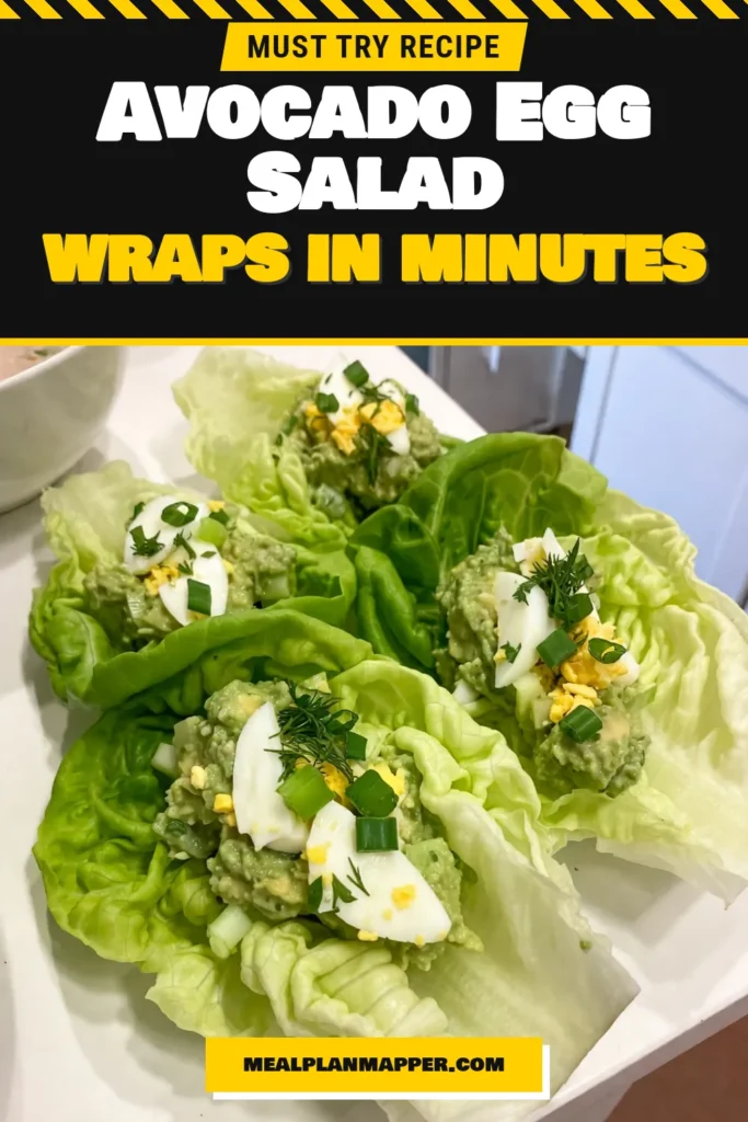 Discover a delicious way to enjoy a quick lunch with these Avocado Egg Salad Lettuce Wraps! This healthy egg salad combines creamy avocado with hard-boiled eggs, creating a low carb avocado salad that's perfect for any meal. Ideal for a light snack or lunch, this lettuce wraps recipe is easy to make and packed with flavor. Give it a try today! Save this recipe for your next meal idea! #AvocadoEggSalad #LettuceWrapsRecipe #HealthyEggSalad #QuickLunchIdeas