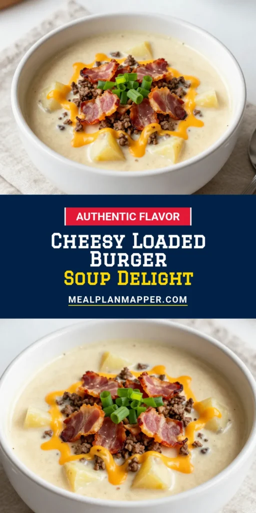 Warm up with this delicious loaded cheeseburger soup recipe that's perfect for cozy nights! This creamy cheeseburger soup features ground beef, cheese, and tender potatoes for a comforting twist on a classic favorite. Easy to make and packed with flavor, it’s an irresistible comfort food soup that will feed your cravings. Don’t miss out on this cheesy potato soup—save the recipe and bring a taste of comfort to your dinner table! #LoadedCheeseburgerSoup #ComfortFood #SoupRecipe #CheesyPotatoSoup
