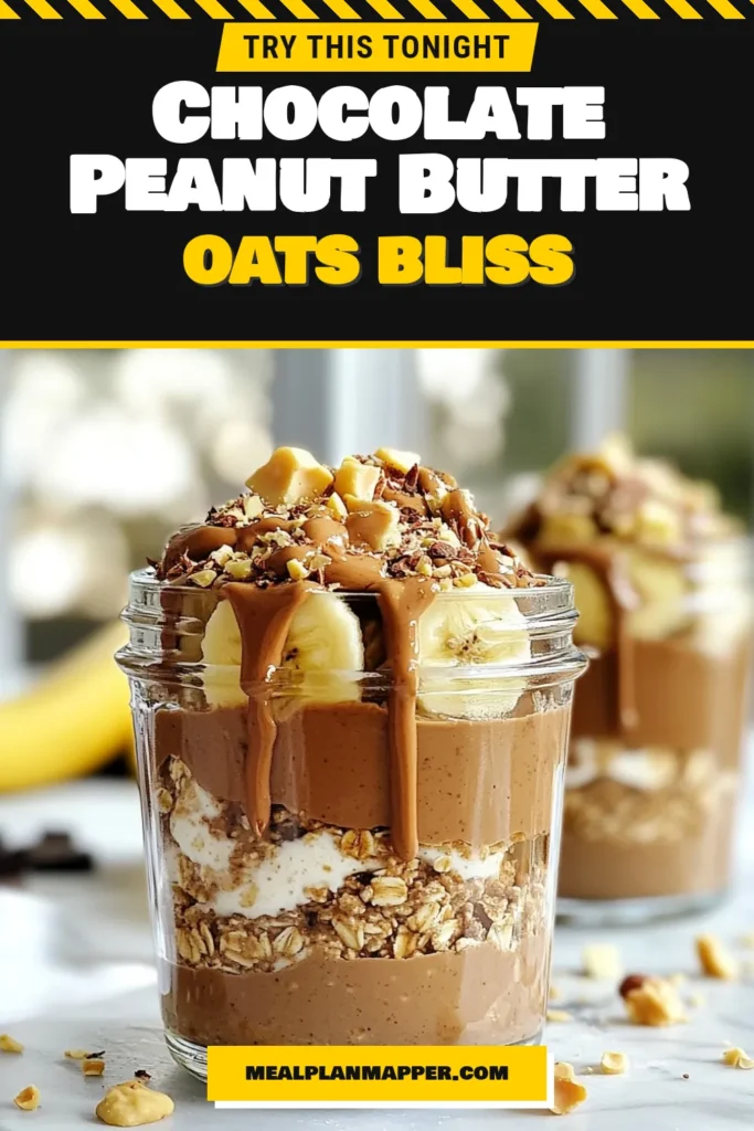 Enjoy our delicious chocolate peanut butter overnight oats, the perfect healthy overnight oats recipe for a nutritious start to your day. These vegan chocolate oatmeal jars can be prepped in just 10 minutes, making them an ideal quick breakfast idea. Top with banana and your favorite nutritious overnight oats toppings for added flavor. Get ready to savor this delightful treat that’s sure to energize you! Save this recipe now! #OvernightOats #HealthyBreakfast #VeganRecipes #QuickBreakfastIdeas