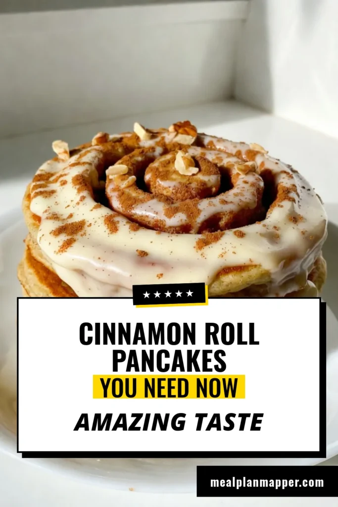 Indulge in these delicious cinnamon roll pancakes, the perfect pancake recipe for a delightful breakfast. Easy to make and perfect for brunch, these pancakes feature a cinnamon swirl and are topped with rich cream cheese frosting. Transform your morning with this unique twist on a classic favorite! Save this recipe for your breakfast ideas and make every brunch special. #CinnamonRollPancakes #EasyBrunchRecipes #BreakfastIdeas #PancakeRecipe