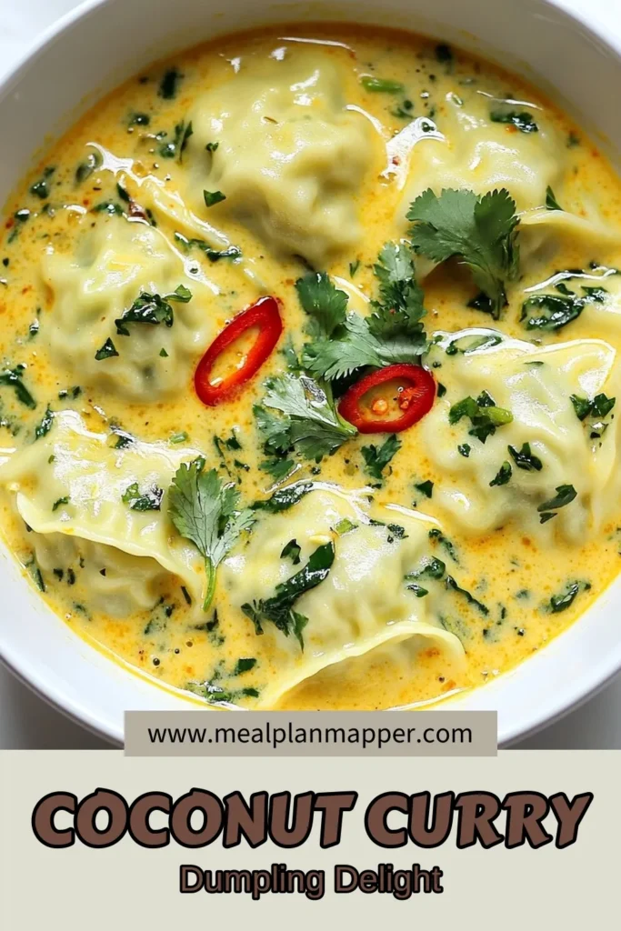 Indulge in this delicious Coconut Curry Dumpling Soup, featuring a flavorful coconut curry soup recipe that’s perfect for vegetarians! Learn to make homemade dumplings filled with fresh spinach for a cozy meal. This easy coconut milk recipe is both comforting and satisfying, perfect for any night of the week. Keep your family happy and healthy with this spinach dumpling soup. Save this recipe for your next cooking adventure! #CoconutCurry #Dumplings #VegetarianSoup #EasyRecipes