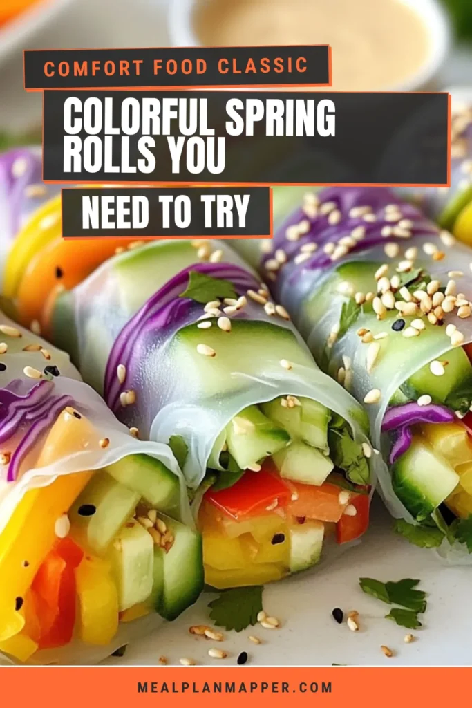 Discover the vibrant and nutritious world of rainbow veggie spring rolls with this easy healthy spring roll recipe! Packed with fresh vegetables like red cabbage, carrots, and avocado, these vegan spring rolls wrapped in rice paper are not only colorful but also delightful to eat. Dip them in the creamy almond butter dipping sauce for an extra kick. Perfect for appetizers or a light meal. Try this recipe and bring a rainbow to your plate today! #RainbowVeggieSpringRolls #HealthySpringRollRecipe #VeganSpringRolls #RicePaperRolls