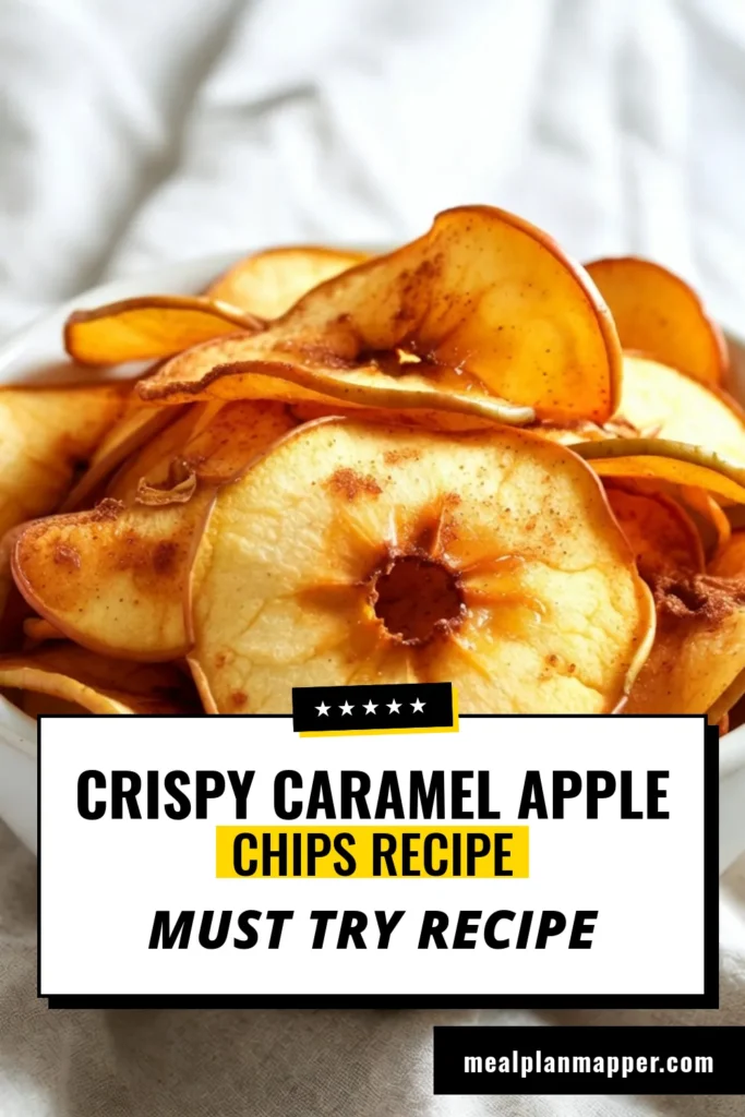 Enjoy the delightful taste of homemade caramel cinnamon apple chips with this easy apple dessert recipe. Perfect for healthy apple snacks, these baked apple chips are a crispy, sweet treat you'll love. Made with just a few ingredients, this recipe is simple and fun for the whole family. Ready to satisfy your cravings? Try these delicious caramel cinnamon apple chips today! #HomemadeAppleChips #HealthySnacks #AppleDessert #BakedAppleChips