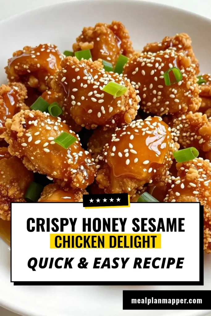 Discover the deliciousness of Crispy Honey Sesame Chicken, an easy chicken thigh recipe that's perfect for dinner! This honey glazed chicken recipe features crunchy fried chicken with sesame seeds, giving it that irresistible flavor. With a simple step-by-step guide, you'll impress your family with this Asian inspired chicken dish. Don’t wait—try it today and elevate your weeknight meals! Save this recipe for later! #CrispyHoneySesameChicken #HoneyGlazedChicken #EasyChickenThighRecipes #AsianInspiredDish