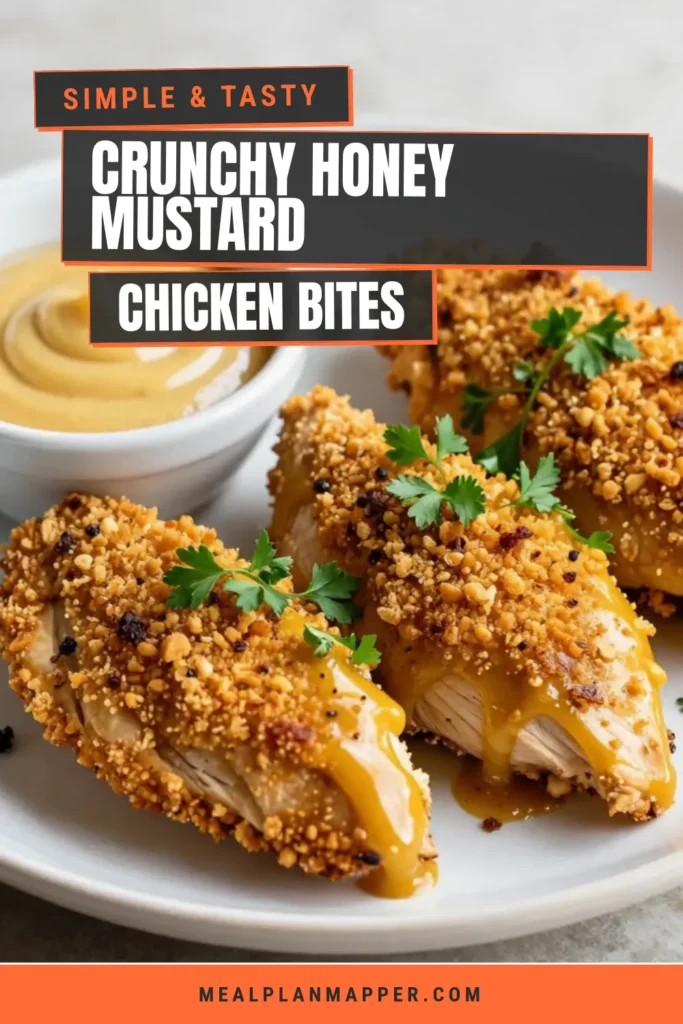 Looking for a delicious Honey mustard chicken recipe? Try this easy Honey Mustard Pretzel Chicken! With a crunchy pretzel crust and a sweet honey mustard dipping sauce, this baked chicken with pretzels makes an ideal easy chicken dinner idea for busy nights. Perfectly cooked and bursting with flavor, it's a must-try recipe. Save this pin for a tasty dinner! #honeymustardchicken #pretzelcrustedchicken #bakedchickenwithpretzels #easychickendinnerideas
