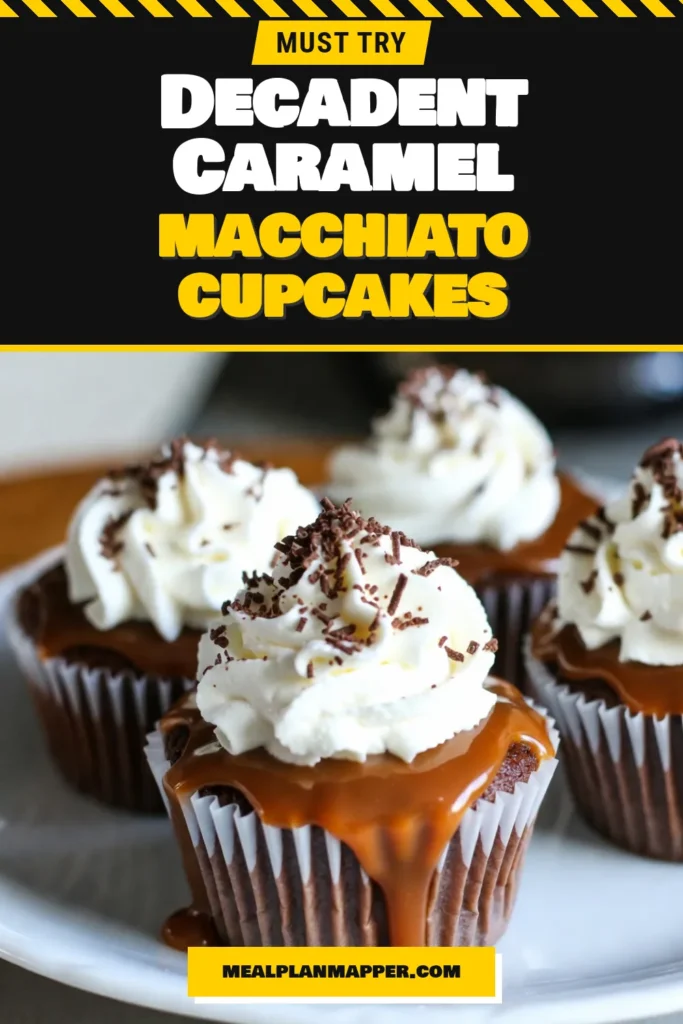 Indulge in the delightful world of Caramel Macchiato Cupcakes! These easy dessert recipes combine rich coffee flavored cupcakes with luscious chocolate cupcakes and a drizzle of caramel for a heavenly treat. Topped with fluffy whipped cream, these whipped cream topped cupcakes are sure to impress your guests! Perfect for any occasion. Save this recipe and enjoy a deliciously sweet experience today! #CaramelMacchiatoCupcakes #CoffeeFlavoredCupcakes #ChocolateCupcakeswithCaramel #EasyDessertRecipes