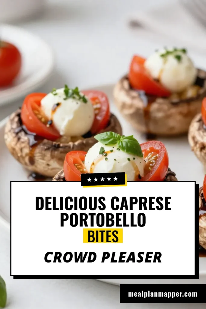 Savor the simplicity of this delicious Caprese stuffed portobello recipe! These stuffed mushrooms with mozzarella make a healthy mushroom appetizer that’s easy to prepare. Perfect for any gathering, this baked portobello mushrooms recipe is bursting with fresh flavors. Delight your guests with this easy Caprese dish that’s ready in just 30 minutes. Try it today and make your gatherings a hit! #CapreseStuffedPortobello #HealthyAppetizer #StuffedMushrooms #EasyRecipes