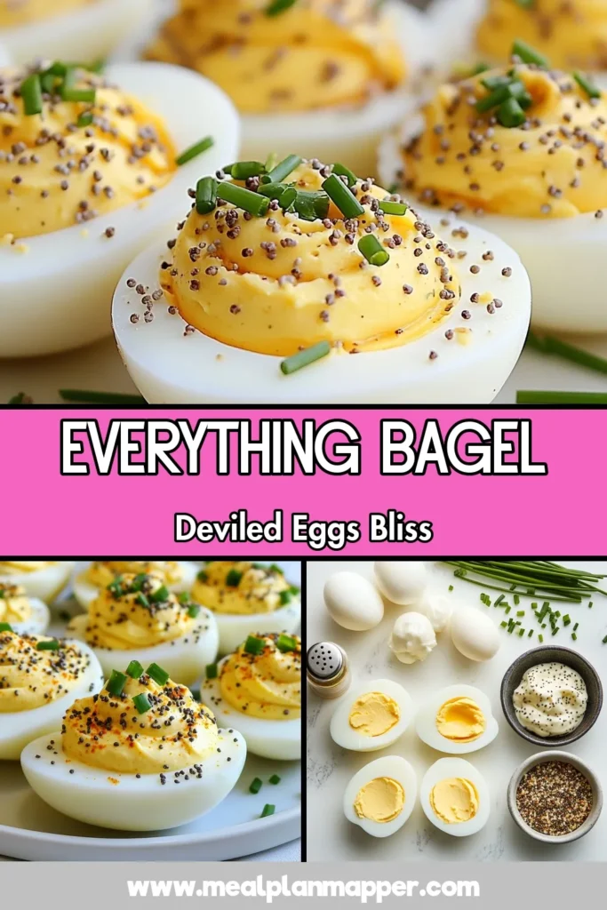 Discover the ultimate everything bagel deviled eggs that are sure to impress! This easy deviled eggs recipe combines creamy yolks with everything bagel seasoning for a flavorful twist on classic egg appetizer recipes. Learn how to make deviled eggs that are perfect for any gathering or as a snack. Don't miss out—try this delicious recipe today! Save it for your next brunch! #DeviledEggs #AppetizerRecipes #EggLovers #EverythingBagel