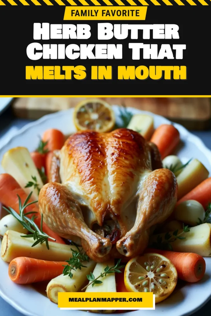 Discover the ultimate Garlic Herb Butter Roast Chicken recipe that will elevate your dinner game! This easy roast chicken recipe features a whole chicken slathered in a rich herb butter blend with garlic, lemon, and fresh herbs for mouthwatering flavor. Perfectly crispy on the outside and juicy on the inside, this is the ideal Lemon Herb Chicken recipe for family gatherings. Save this delicious Garlic Herb Butter Chicken recipe for your next meal! #RoastChicken #HerbButterRoastChicken #GarlicChicken #CookingTips