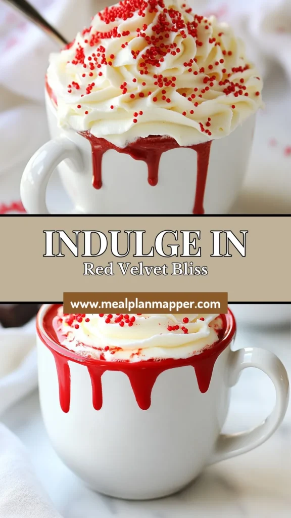 Indulge in the magic of the season with this delightful red velvet hot chocolate! This easy hot chocolate recipe combines cocoa, red velvet cake mix, and creamy milk to create a festive hot chocolate that’s perfect for winter. Topped with fluffy whipped cream and red sprinkles, it's not only a treat for your taste buds but also a feast for your eyes. Try this delicious twist on traditional chocolate drink recipes and make your winter warm and cozy! Save this recipe for a sweet dessert drink moment! #RedVelvetHotChocolate #FestiveHotChocolate #EasyHotChocolateRecipe #ChocolateDrinkRecipes