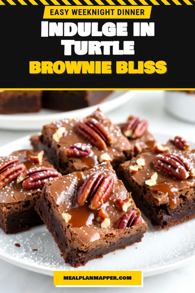Indulge in these irresistibly fudgy chocolate turtle brownies, the ultimate dessert with caramel and nuts! These caramel pecan brownies are easy to make and perfect for satisfying your sweet tooth. Follow this fudgy brownie recipe for a delightful combination of rich chocolate, gooey caramel, and crunchy pecans. Bake a batch today and experience the magic! Don’t forget to save this recipe! #ChocolateTurtleBrownies #FudgyBrownieRecipe #EasyChocolateBrownies #DessertWithCaramelAndNuts