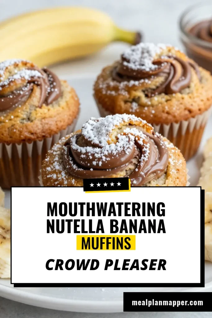 Indulge in these delicious Banana Nutella Muffins that are perfect for breakfast or a sweet snack! This easy Nutella swirl muffins recipe combines ripe bananas and rich Nutella for a delightful treat. Enjoy moist banana chocolate muffins with a creamy Nutella center, made with simple ingredients at home. Don't miss out on making these homemade Nutella muffins—your taste buds will thank you! Save this recipe for later! #BananaNutellaMuffins #NutellaSwirl #EasyBananaNutMuffins #HomemadeMuffins