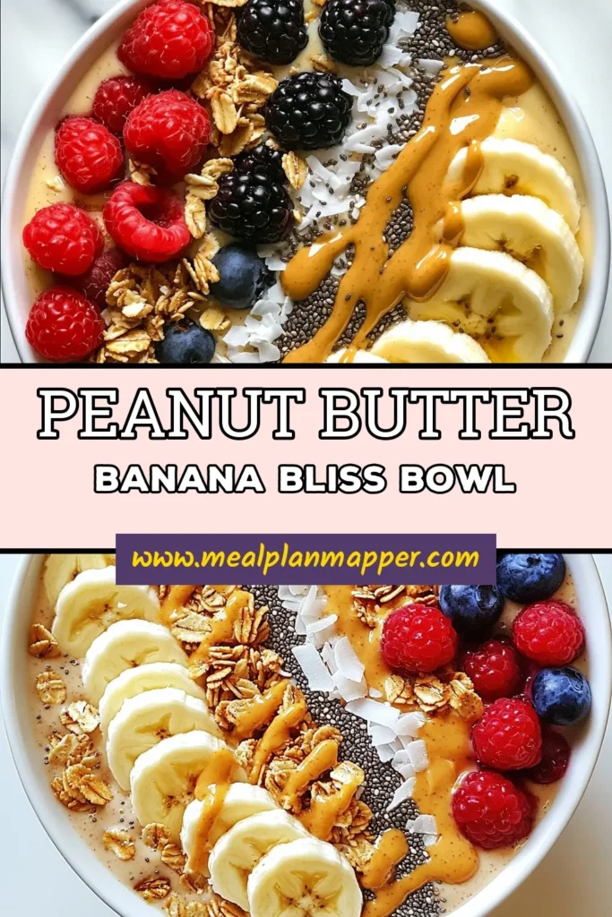 Discover the deliciousness of this peanut butter banana smoothie bowl, the perfect addition to your morning routine! Packed with nutrients, it's one of the best healthy smoothie recipes for breakfast. Top your banana smoothie bowl with fresh fruit, granola, or chia seeds for an extra boost. Enjoy this vegan peanut butter smoothie that’s creamy and satisfying. Try it now and elevate your breakfast game! Save this recipe! #PeanutButterBananaSmoothieBowl #HealthySmoothieRecipes #BreakfastSmoothieBowl #VeganPeanutButterSmoothie