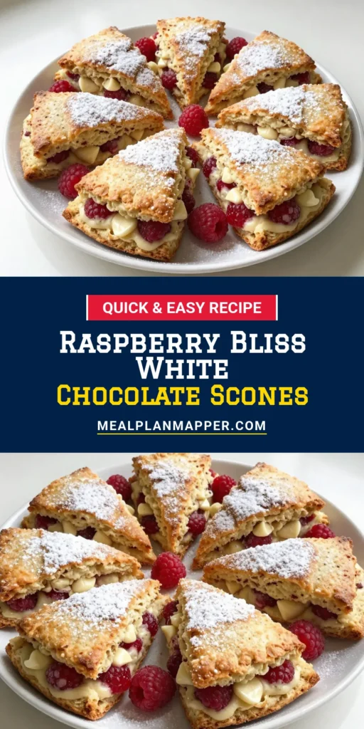 Treat yourself to these delicious raspberry white chocolate scones, a perfect easy scone recipe for any occasion. These bakery-style scones are bursting with fresh raspberries, making an irresistible homemade scone recipe. Ideal for breakfast or a delightful fresh raspberry dessert, they are quick to whip up and sure to impress. Save this recipe and indulge in the delightful flavors! #Scones #Baking #Dessert #RaspberryDelight