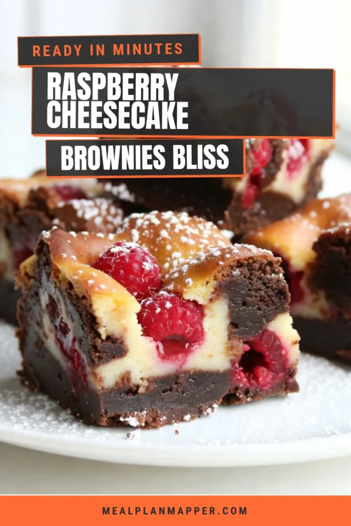Indulge in these decadent Raspberry Cheesecake Brownies that perfectly blend rich chocolate flavor with tangy berries. Our Cream Cheese Brownies Recipe yields a delightful texture, combining a dense brownie base and creamy cheesecake layer swirled with fresh raspberries. Perfect for any occasion, these Easy Brownie Bakes are sure to impress! Save this recipe for your next gathering and try these delicious Chocolate Raspberry Brownies today! #RaspberryCheesecakeBrownies #BerryDessertBars #ChocolateRaspberryBrownies #EasyBrownieBake