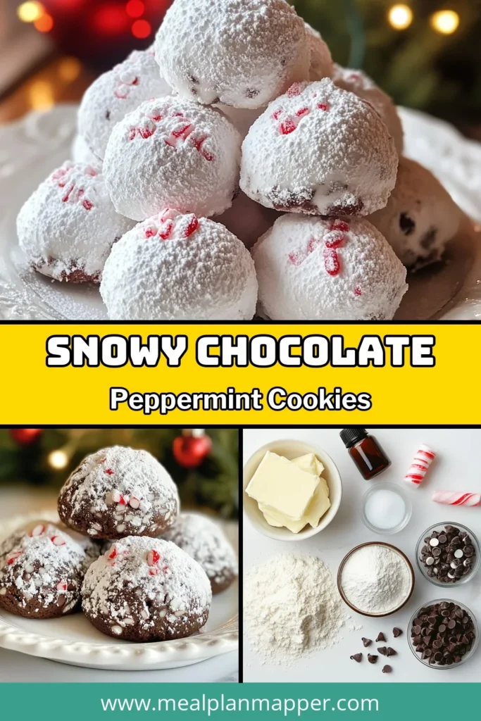 Indulge in the festive spirit with these delightful chocolate peppermint cookies! This easy snowball cookies recipe combines rich cocoa and refreshing peppermint for a perfect holiday treat. Ideal for gatherings or cozy nights, these chocolate dessert recipes are sure to impress. Treat yourself and others with these sweet bites that look as good as they taste. Save this recipe and enjoy the magic of baking! #ChocolatePeppermintCookies #FestiveCookies #EasyCookieRecipes #HolidayBaking
