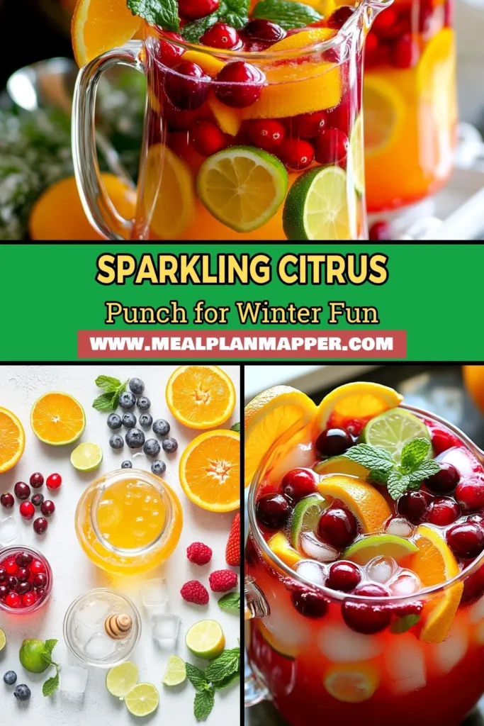 Discover the perfect festive holiday drink with this Sparkling Winter Vodka Punch recipe! Delight in the refreshing flavors of sparkling citrus punch made with cranberry and orange juice, ideal for celebrations. This non-alcoholic punch recipe is perfect for all ages, featuring mixed berries and mint for the ultimate winter punch. Enhance your gatherings with this easy-to-make cranberry orange punch that your guests will love. Save this recipe for your next festive occasion! #WinterPunchRecipes #SparklingCitrusPunch #CranberryOrangePunch #FestiveHolidayDrinks
