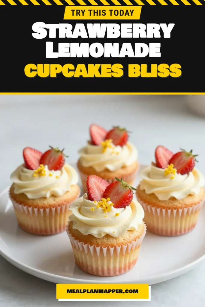 Savor the delightful taste of Strawberry Lemonade Cupcakes with this easy strawberry cupcake recipe! These homemade strawberry cupcakes combine fresh strawberries and zesty lemon for a refreshing treat. Perfect for any occasion, these lemonade cupcakes with strawberries are sure to impress. Bake your way to sweet goodness today! Don't forget to save this recipe for later. #StrawberryLemonade #CupcakeRecipe #EasyDesserts #HomemadeCupcakes