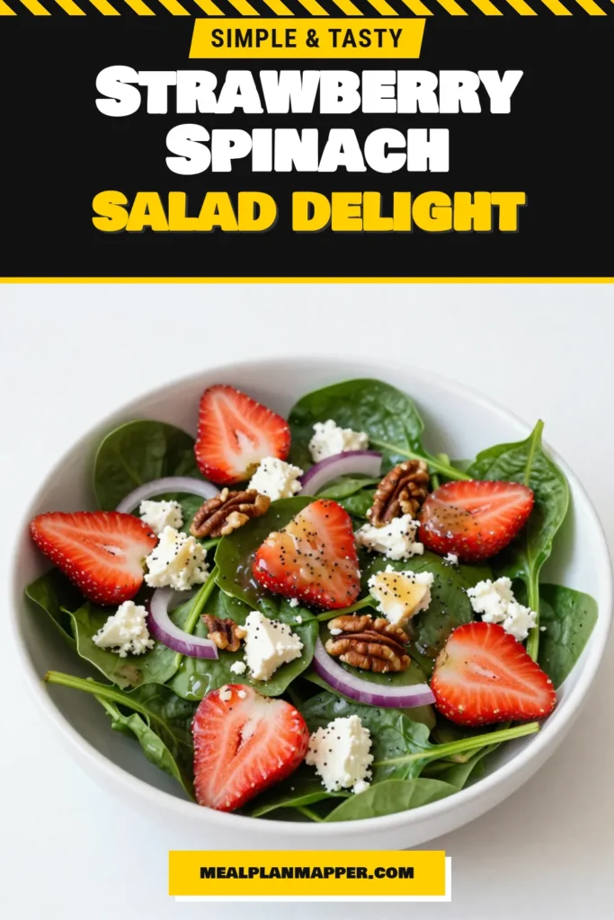 Discover the perfect summer salad with this Sweet Strawberry Spinach Poppyseed Salad recipe! Packed with fresh baby spinach, juicy strawberries, crumbled feta, and crunchy pecans, this healthy strawberry salad is sure to impress. Drizzled with a delicious poppyseed dressing, it’s an ideal dish for picnics and gatherings. Try this spinach salad with feta and enjoy a burst of flavors today! Save for later and share your creation! #StrawberrySalad #HealthyEating #SummerSalad #PoppyseedSalad