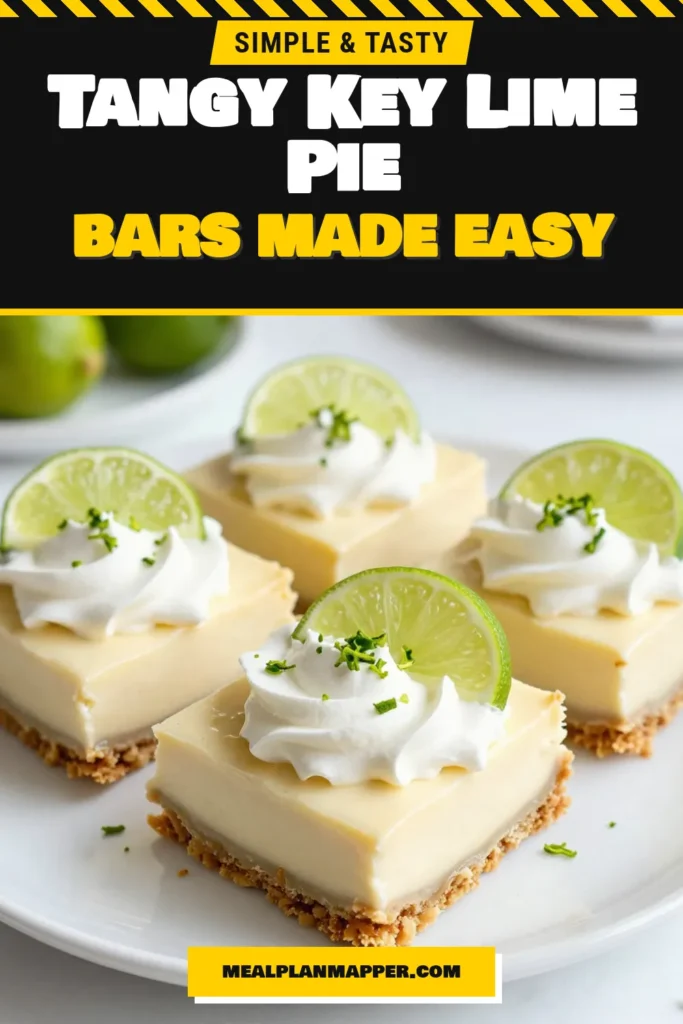 Indulge in these delightful Key lime pie bars, the perfect zesty dessert bars for summertime! This easy key lime recipe requires minimal ingredients and creates a refreshing summer dessert that’s sure to impress. Make these no-bake lime bars for your next gathering and watch them disappear! Unlock the perfect balance of tart and sweet with our easy-to-follow instructions. Don’t forget to save this recipe for later! #KeyLimePieBars #ZestyDessertBars #EasyKeyLimeRecipe #NoBakeLimeBars